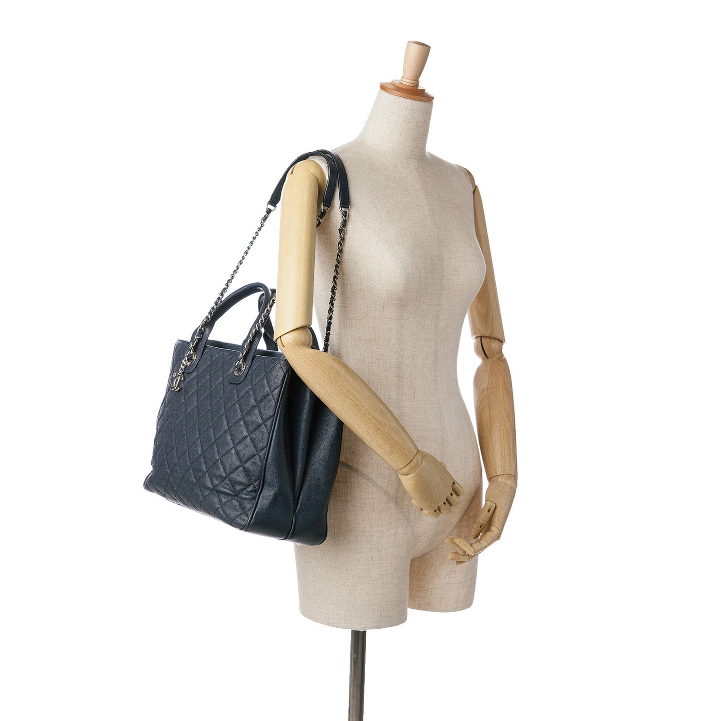Chanel Large Quilted Caviar Urban Companion Tote Blue
