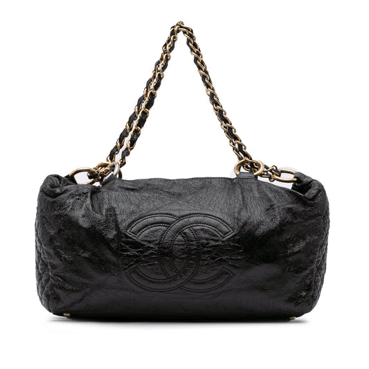 Chanel Medium Vinyl Rock and Chain Bowler Bag Black