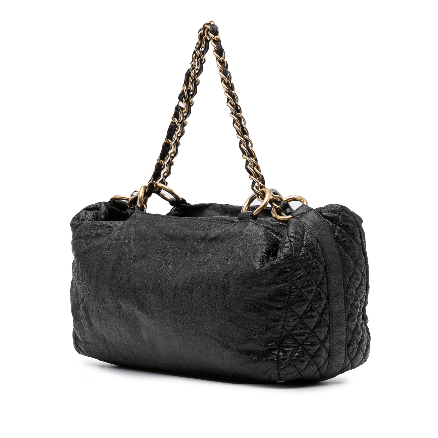 Chanel Medium Vinyl Rock and Chain Bowler Bag Black