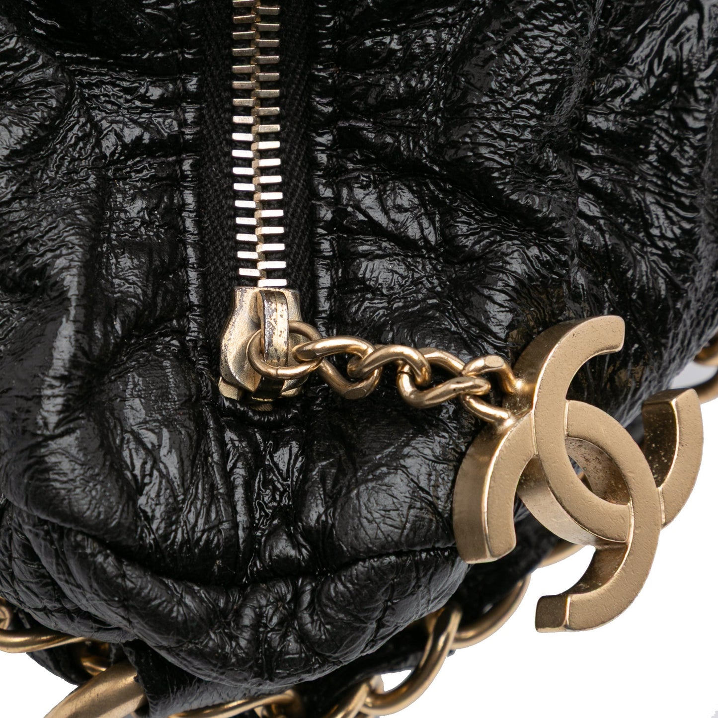Chanel Medium Vinyl Rock and Chain Bowler Bag Black