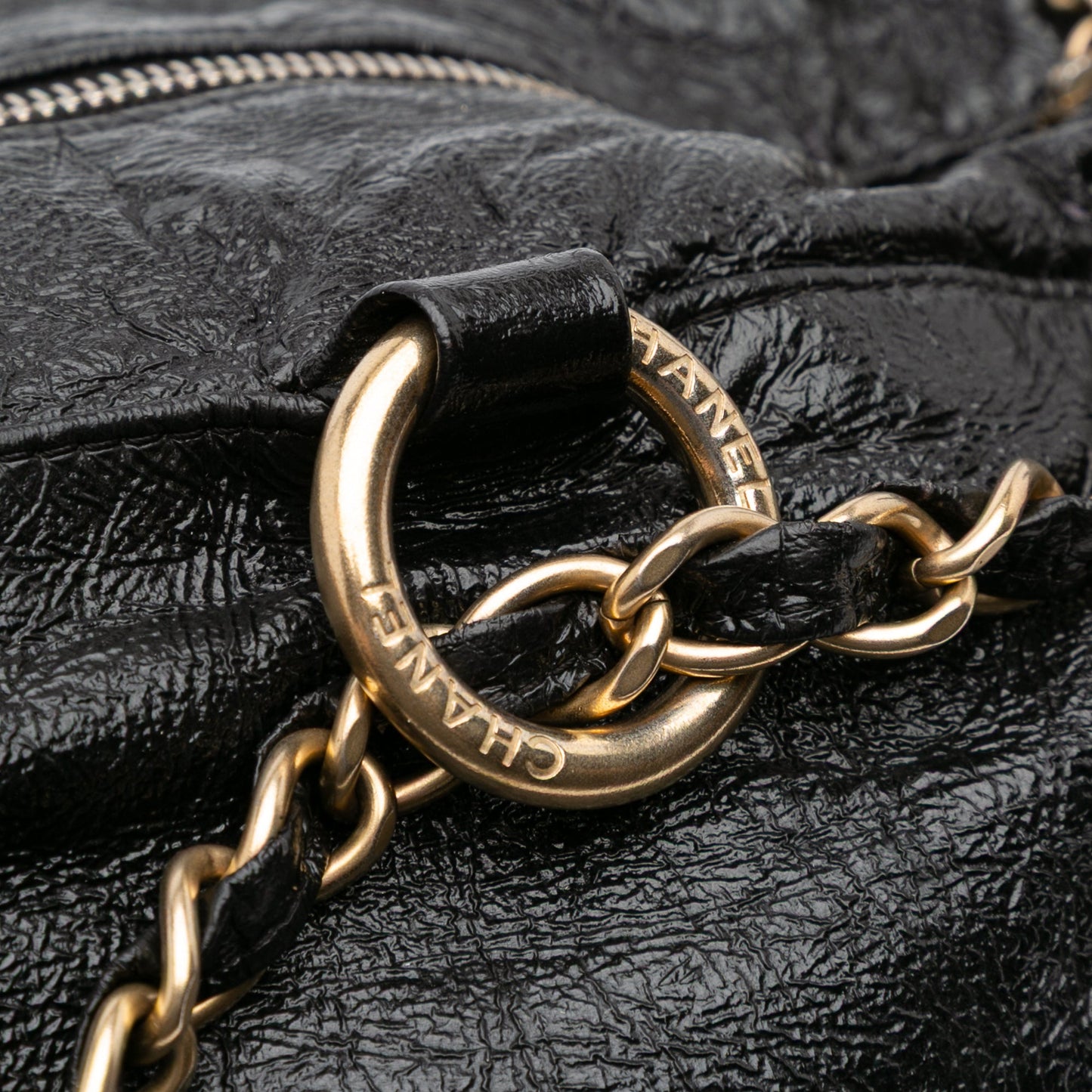 Chanel Medium Vinyl Rock and Chain Bowler Bag Black