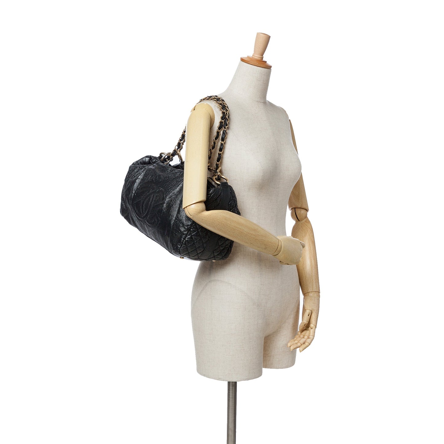 Chanel Medium Vinyl Rock and Chain Bowler Bag Black