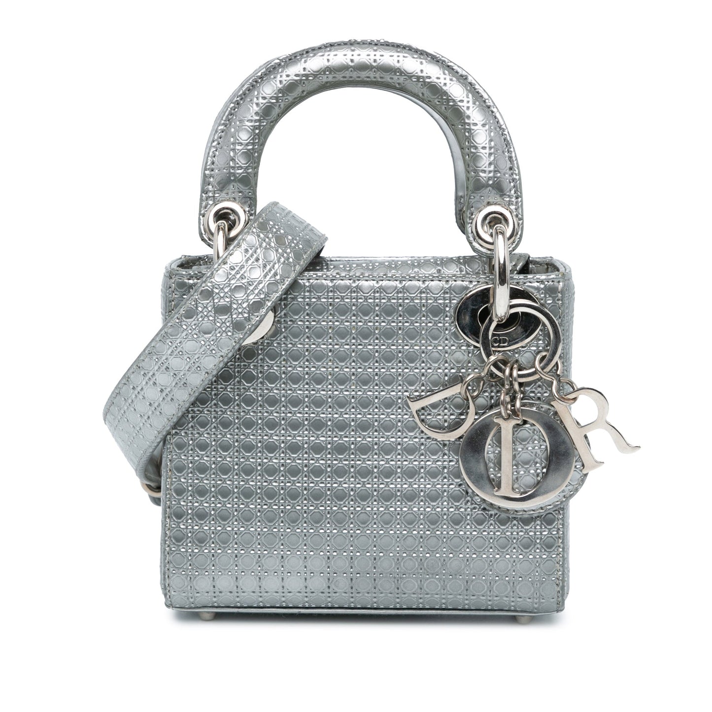 Dior Micro Calfskin Microcannage Lady Dior Silver