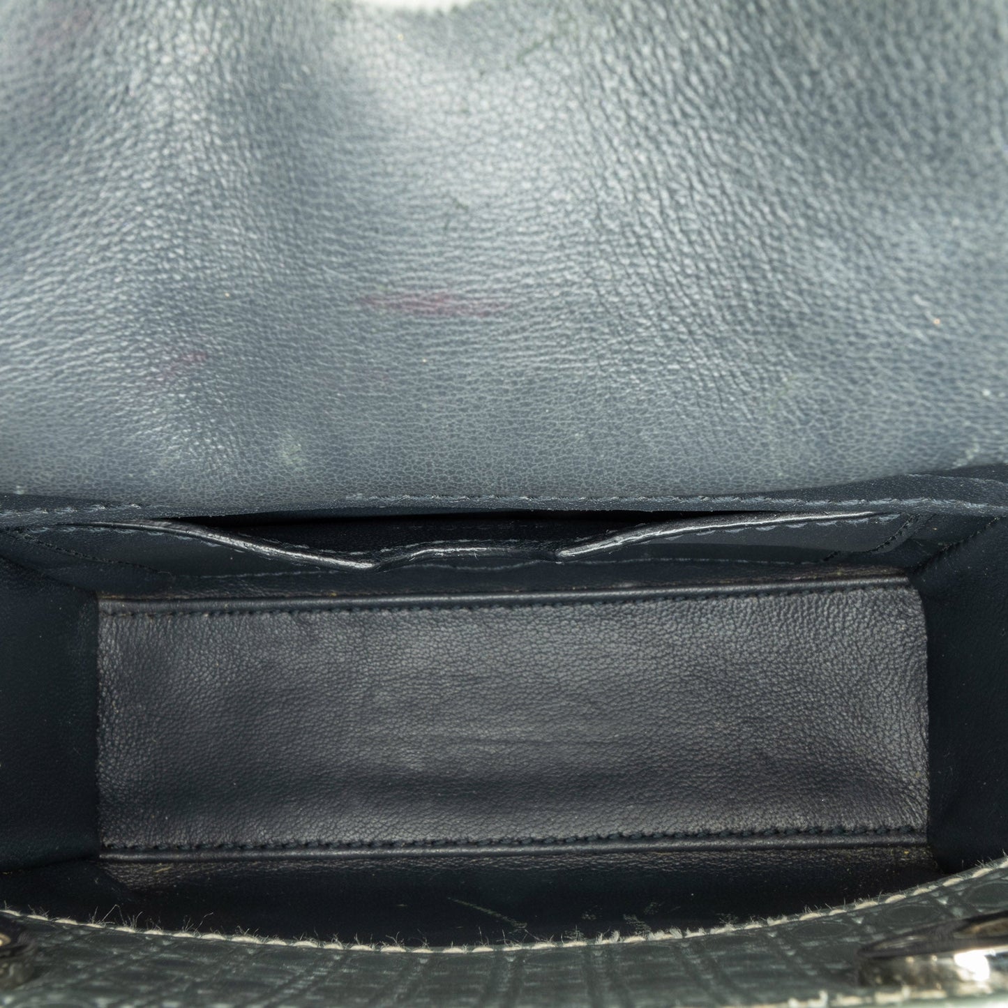Dior Micro Calfskin Microcannage Lady Dior Silver