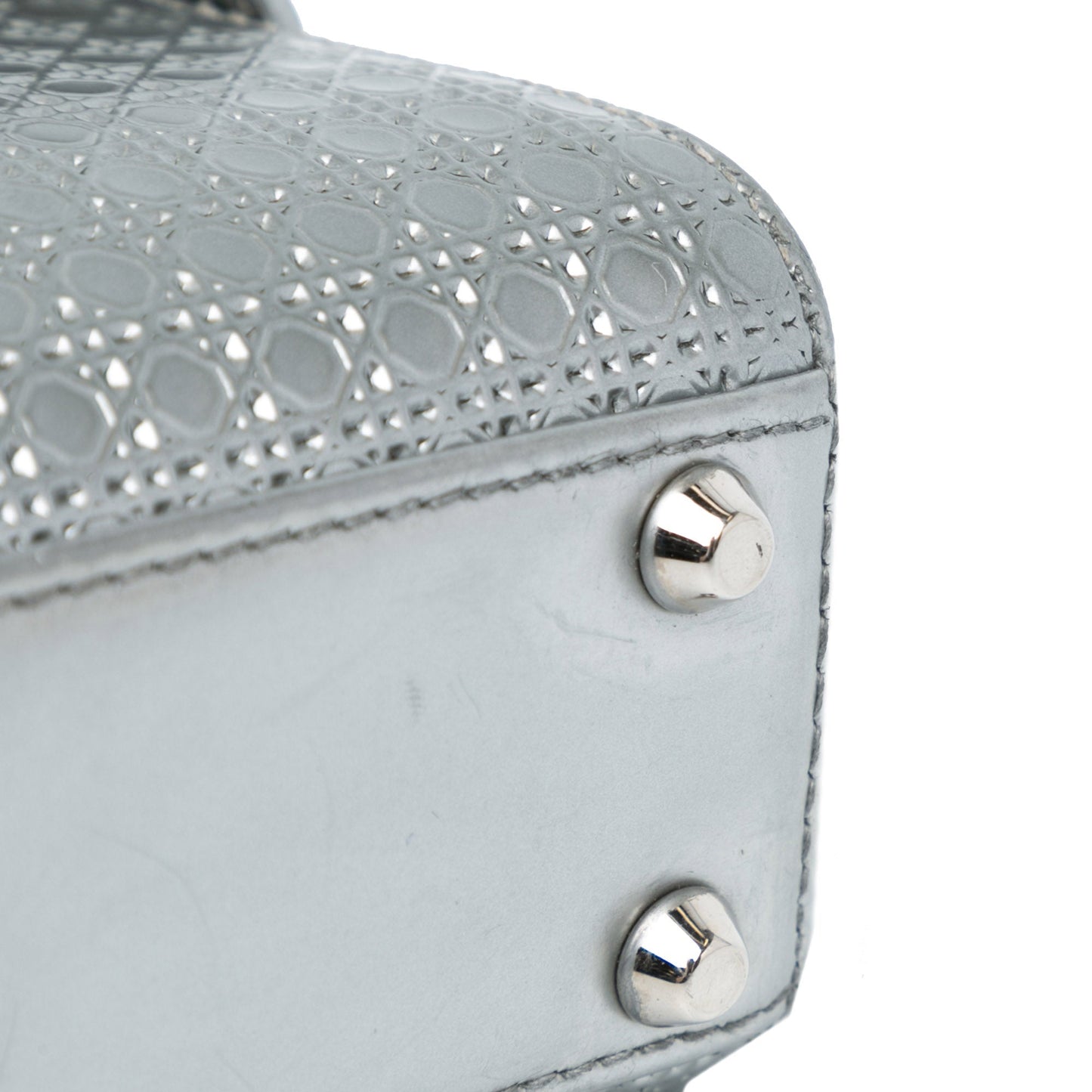 Dior Micro Calfskin Microcannage Lady Dior Silver