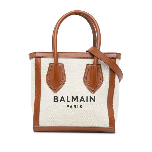 Balmain Canvas B-Army 24 Shopping Satchel Brown