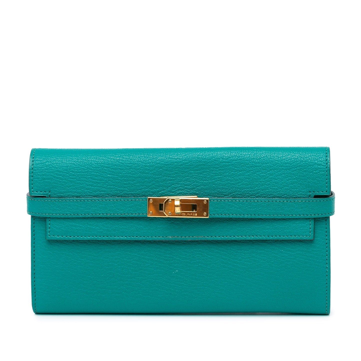 Hermès Chevre Mysore Kelly Longue Wallet Blue