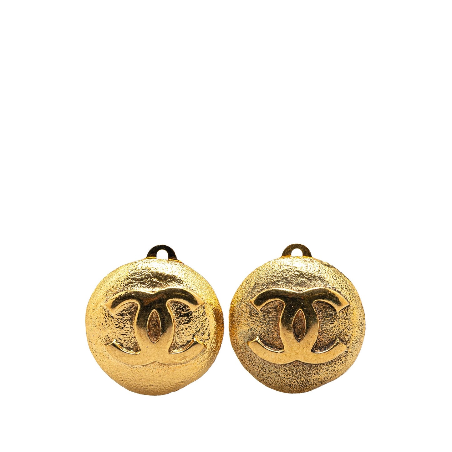 Chanel Gold Plated CC Round Clip On Earrings Gold