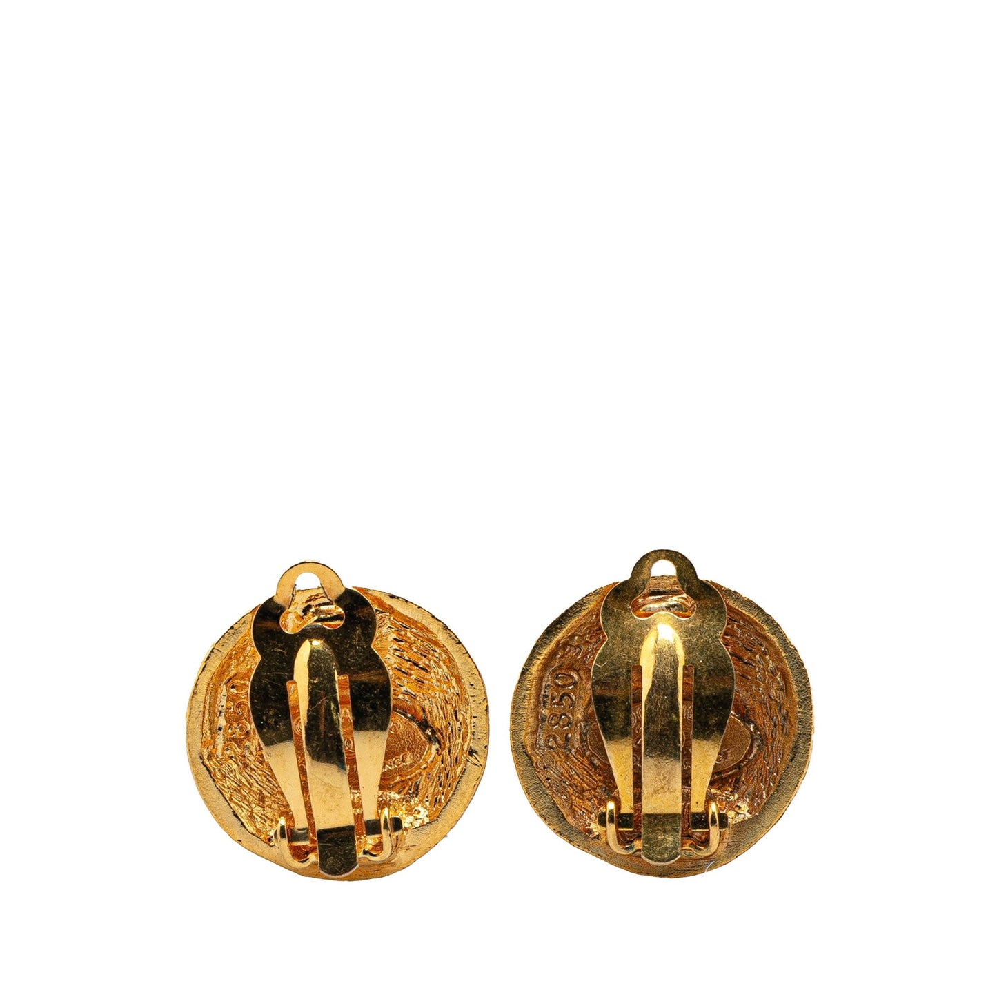 Chanel Gold Plated CC Round Clip On Earrings Gold