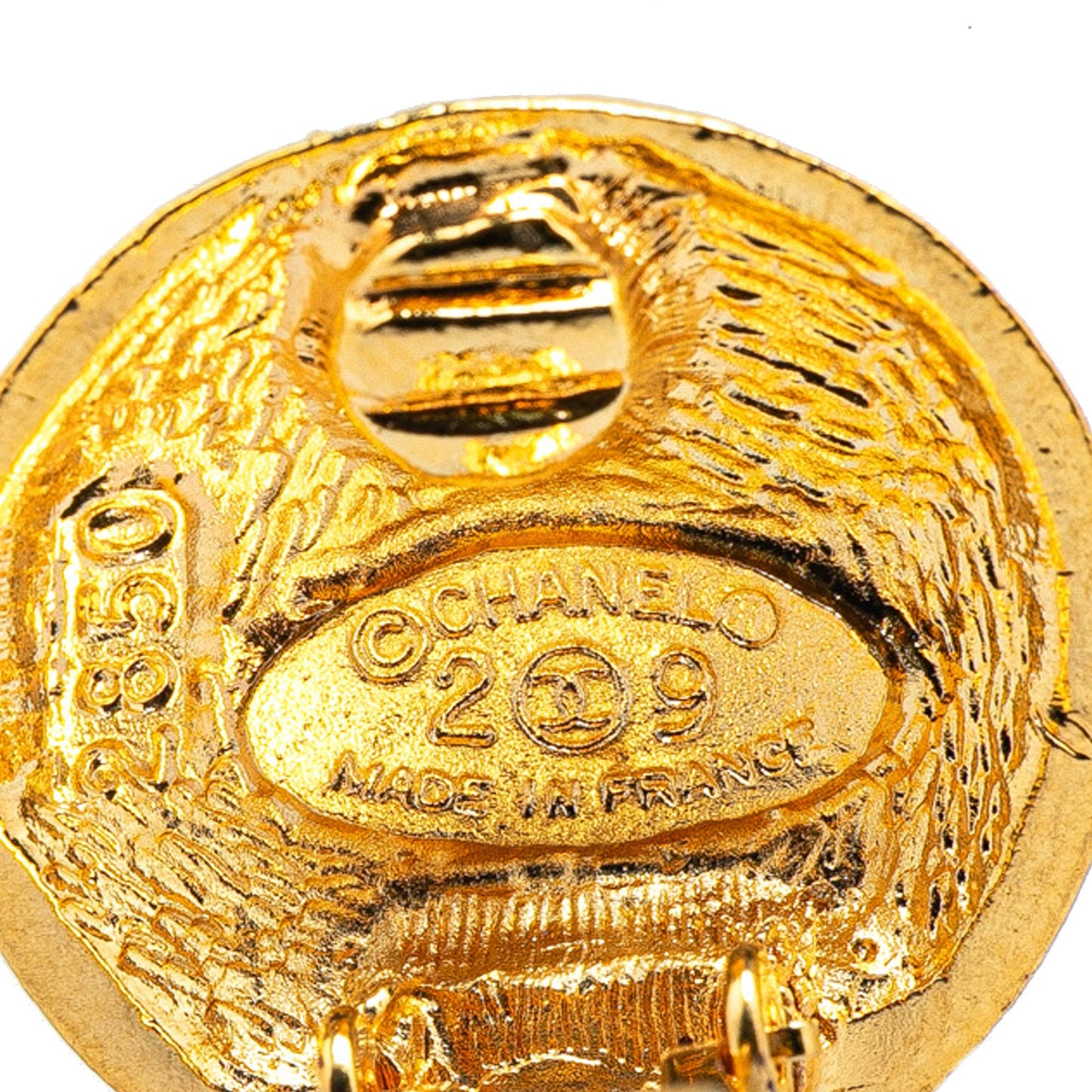 Chanel Gold Plated CC Round Clip On Earrings Gold