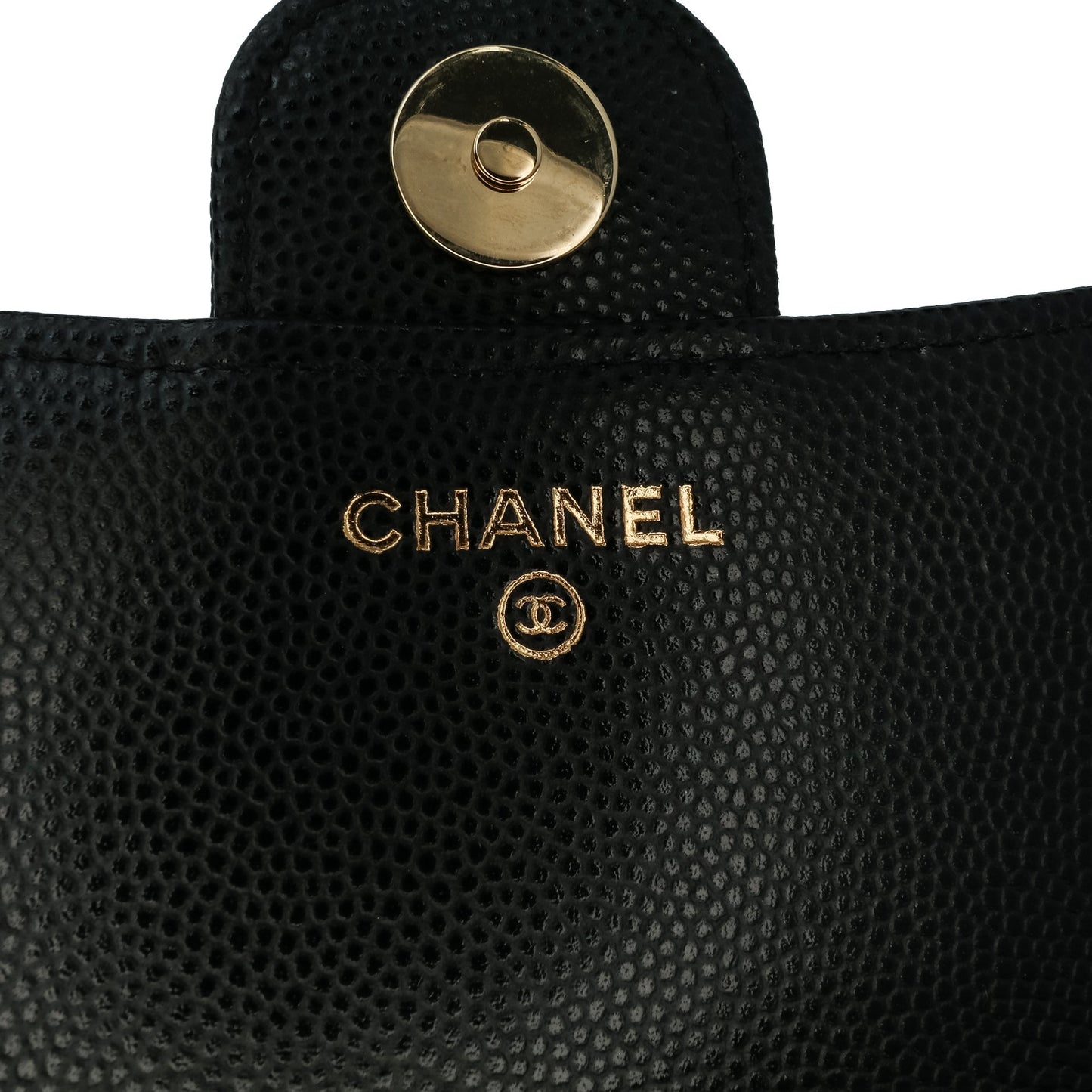 Chanel CC Quilted Caviar Flap Phone Holder Wallet on Chain Black