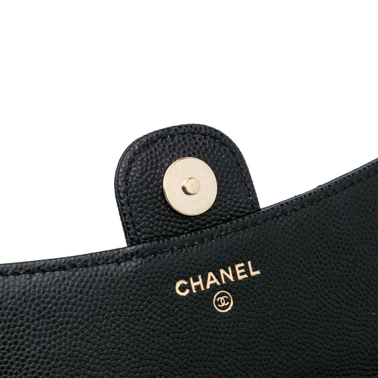 Chanel CC Quilted Caviar Flap Phone Holder Wallet on Chain Black