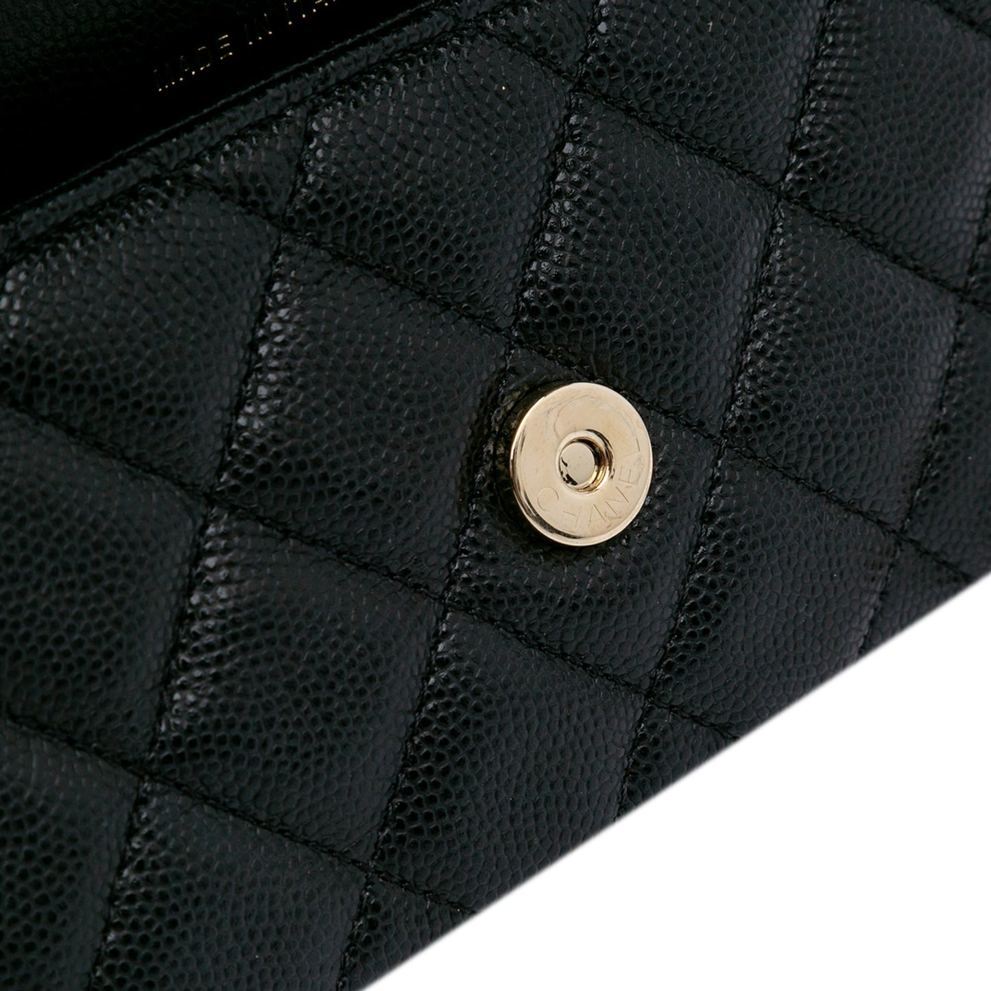 Chanel CC Quilted Caviar Flap Phone Holder Wallet on Chain Black