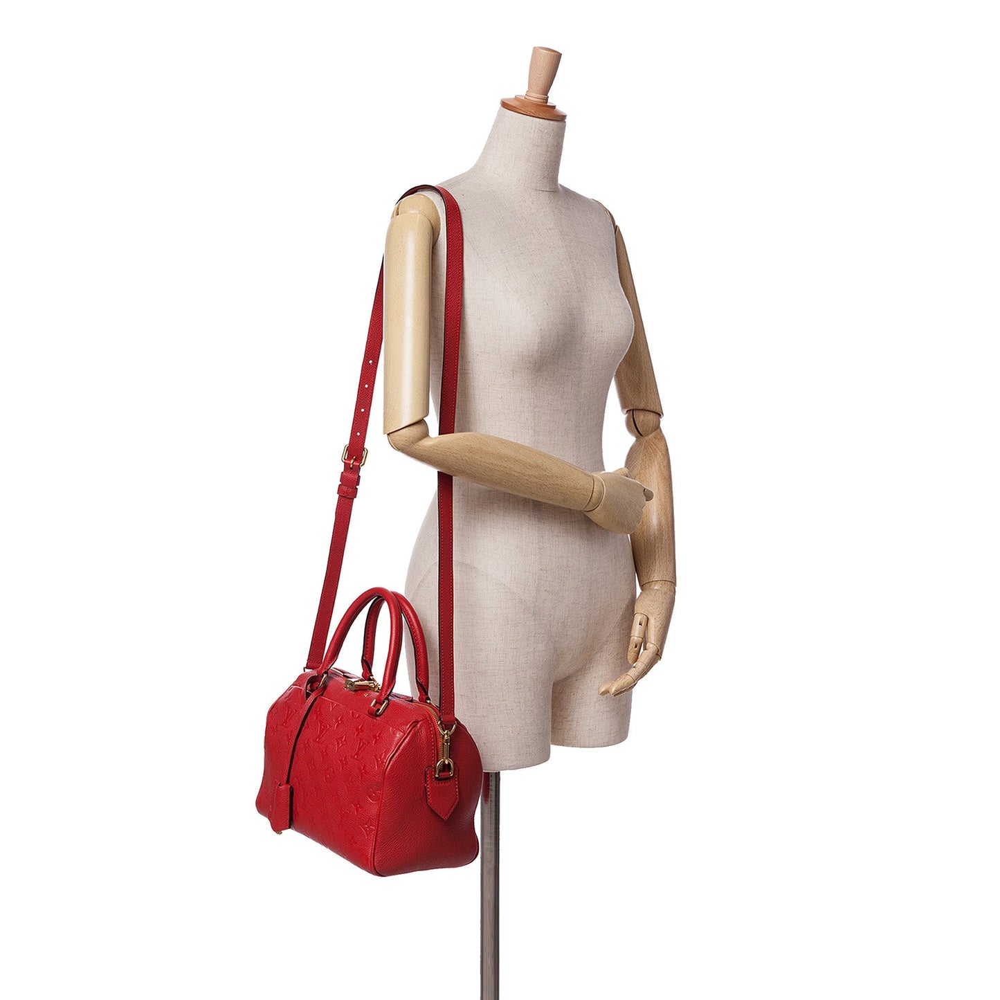 Louis Vuitton Monogram Empreinte Speedy Bandouliere 25 Red