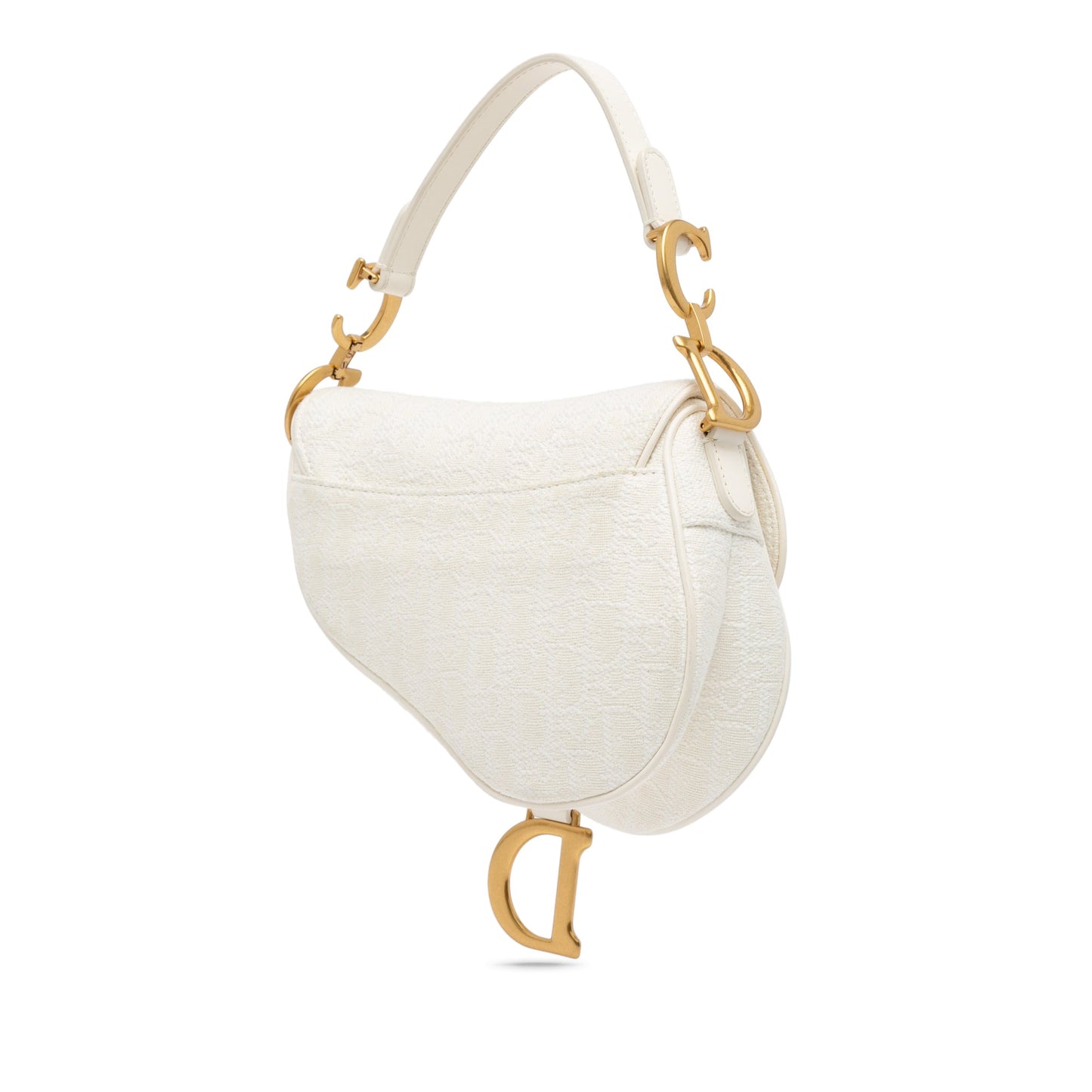 Dior Mini Oblique Canvas Saddle Bag White