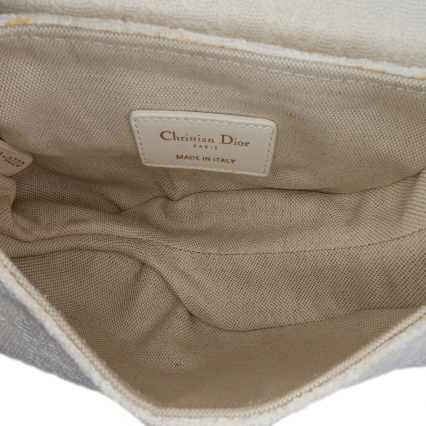 Dior Mini Oblique Canvas Saddle Bag White