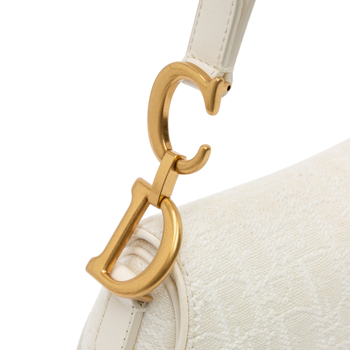 Dior Mini Oblique Canvas Saddle Bag White