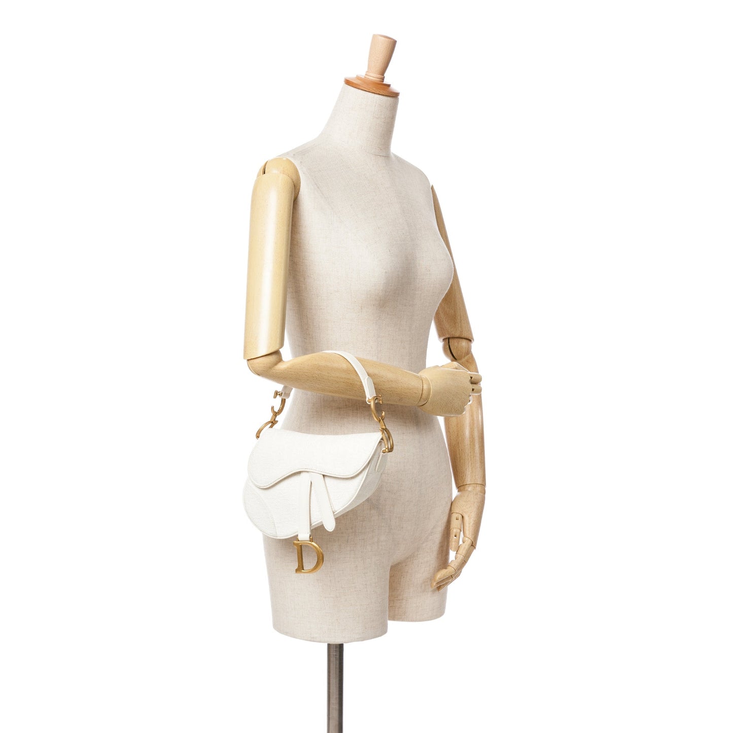 Dior Mini Oblique Canvas Saddle Bag White