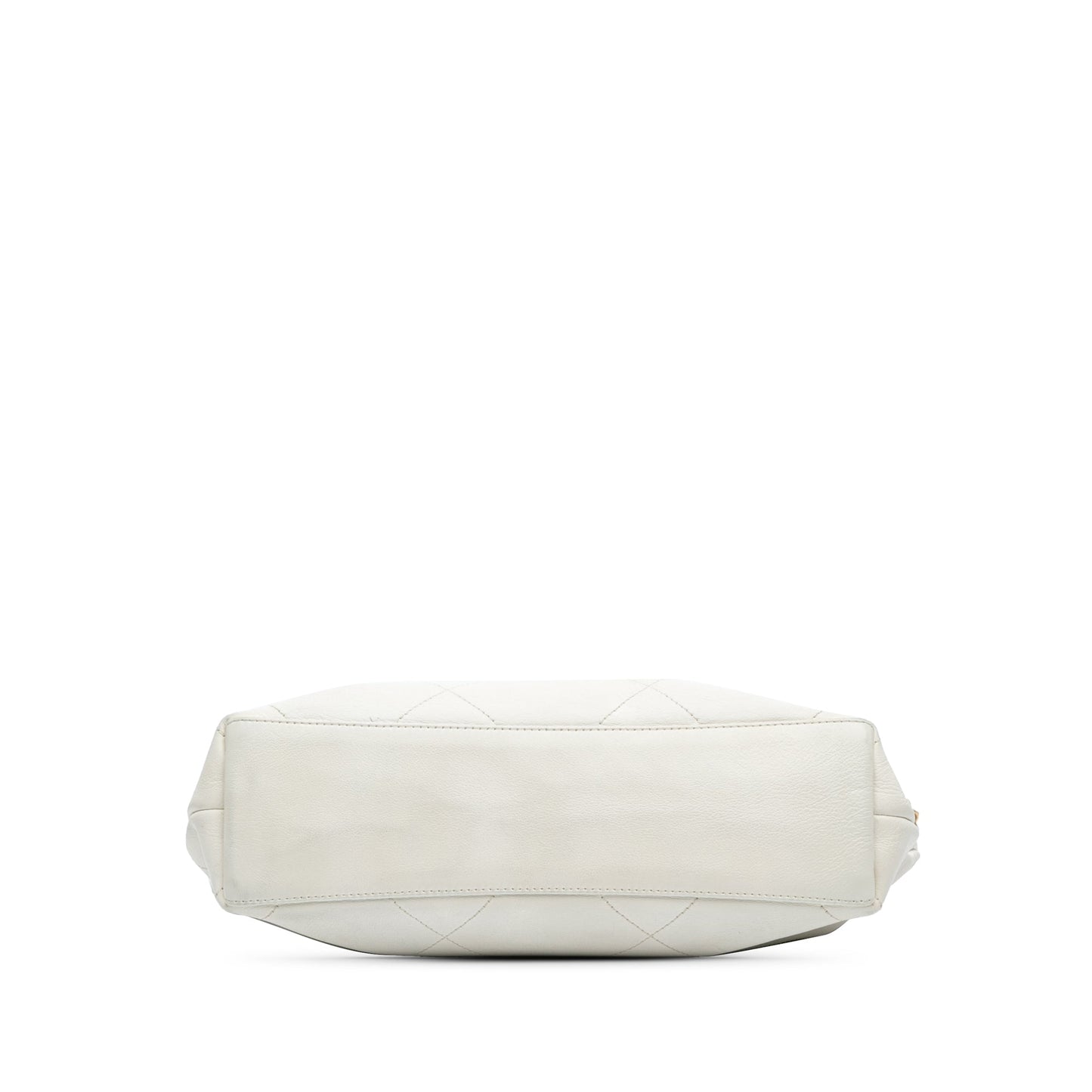 Chanel Quilted Calfskin CC Lock Chain Shopping Tote White