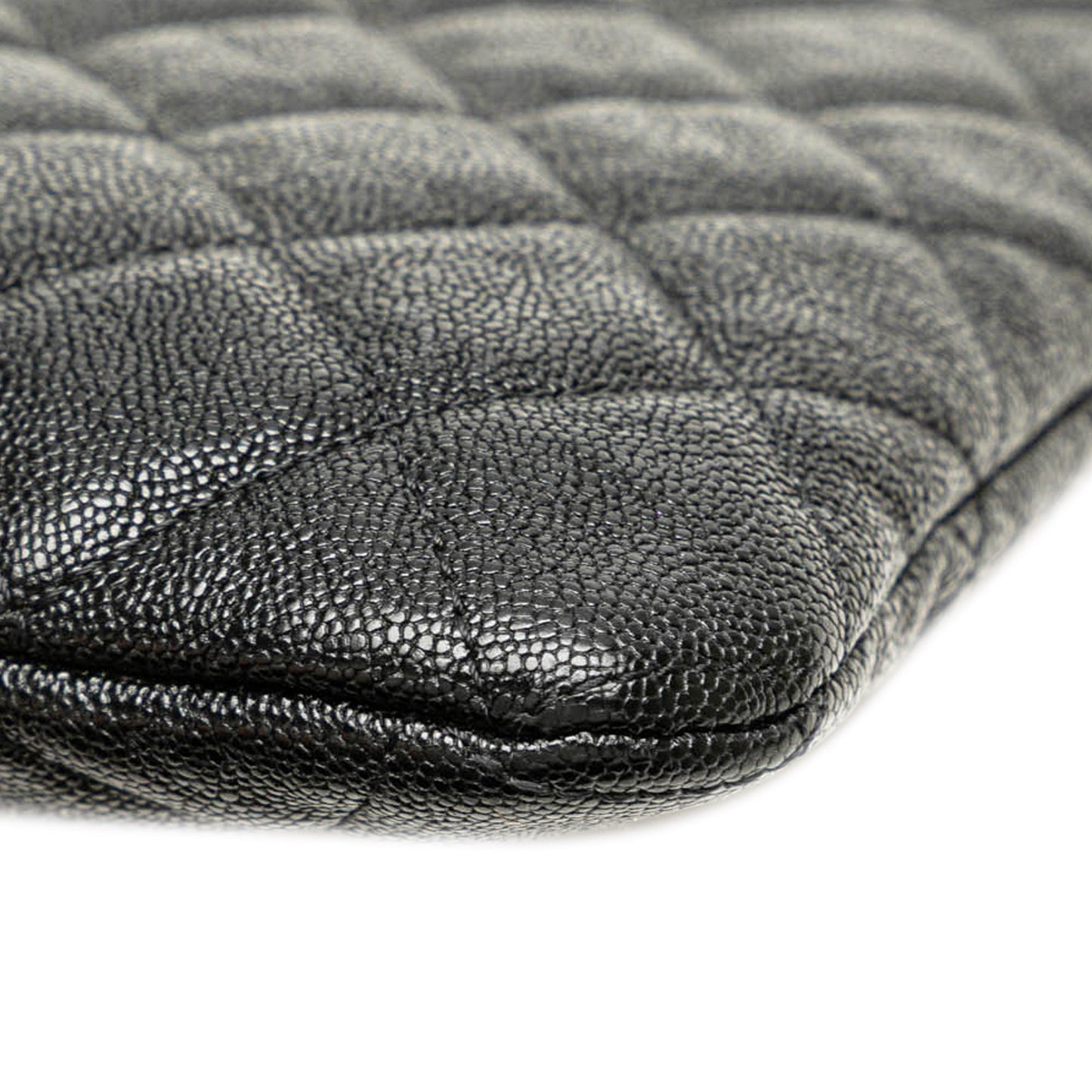 Chanel Medium Quilted Caviar Boy O Case Clutch Black