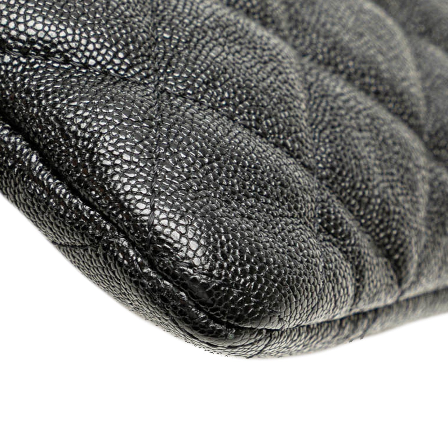 Chanel Medium Quilted Caviar Boy O Case Clutch Black