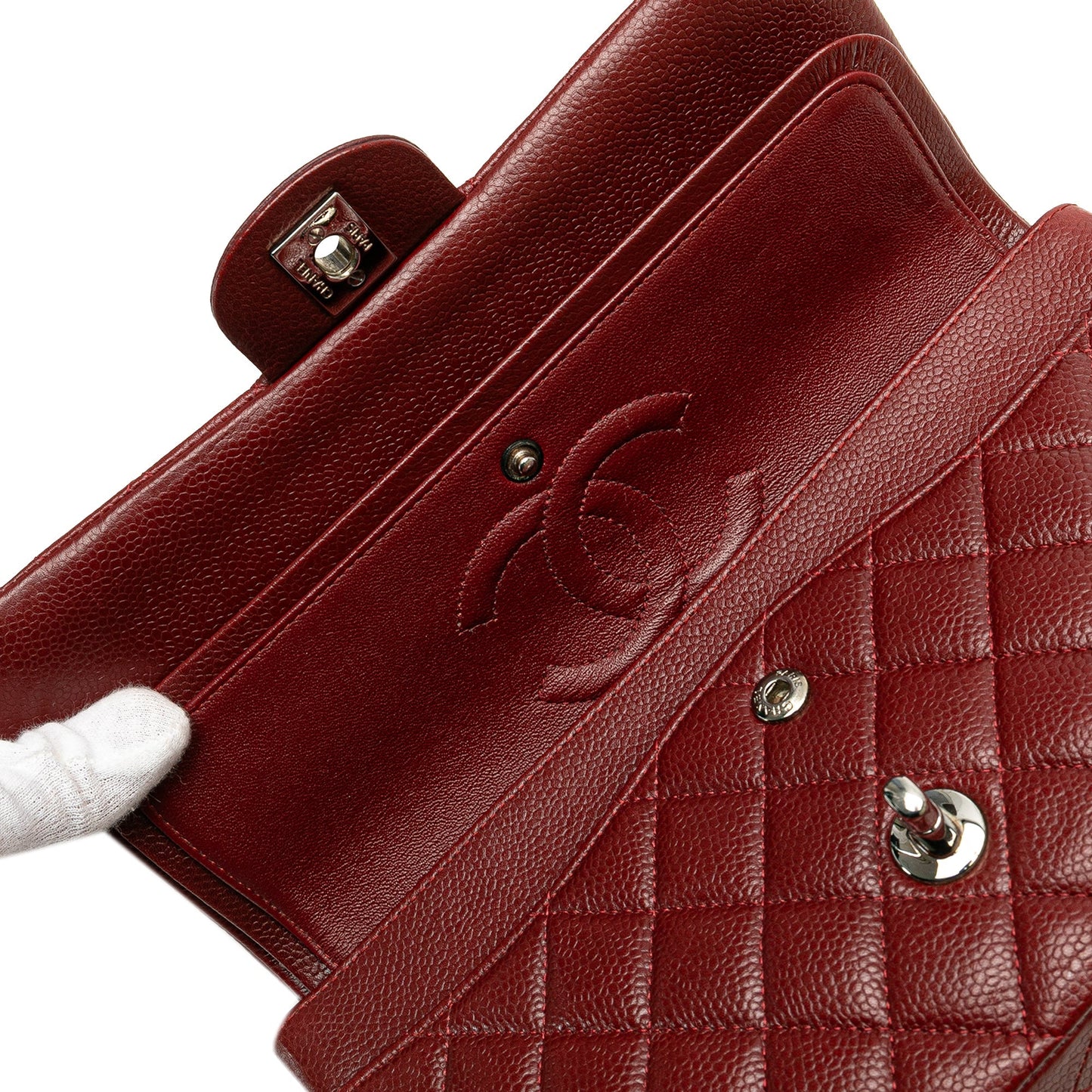 Chanel Medium Classic Caviar Double Flap Red