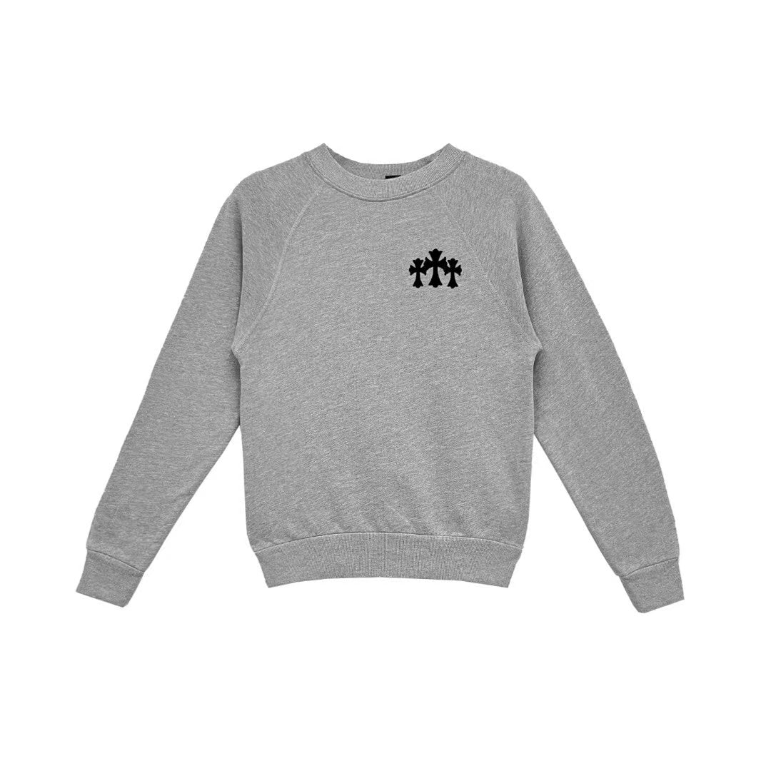 Chrome Hearts Triple Cross CH Letter Grey Sweatershirt