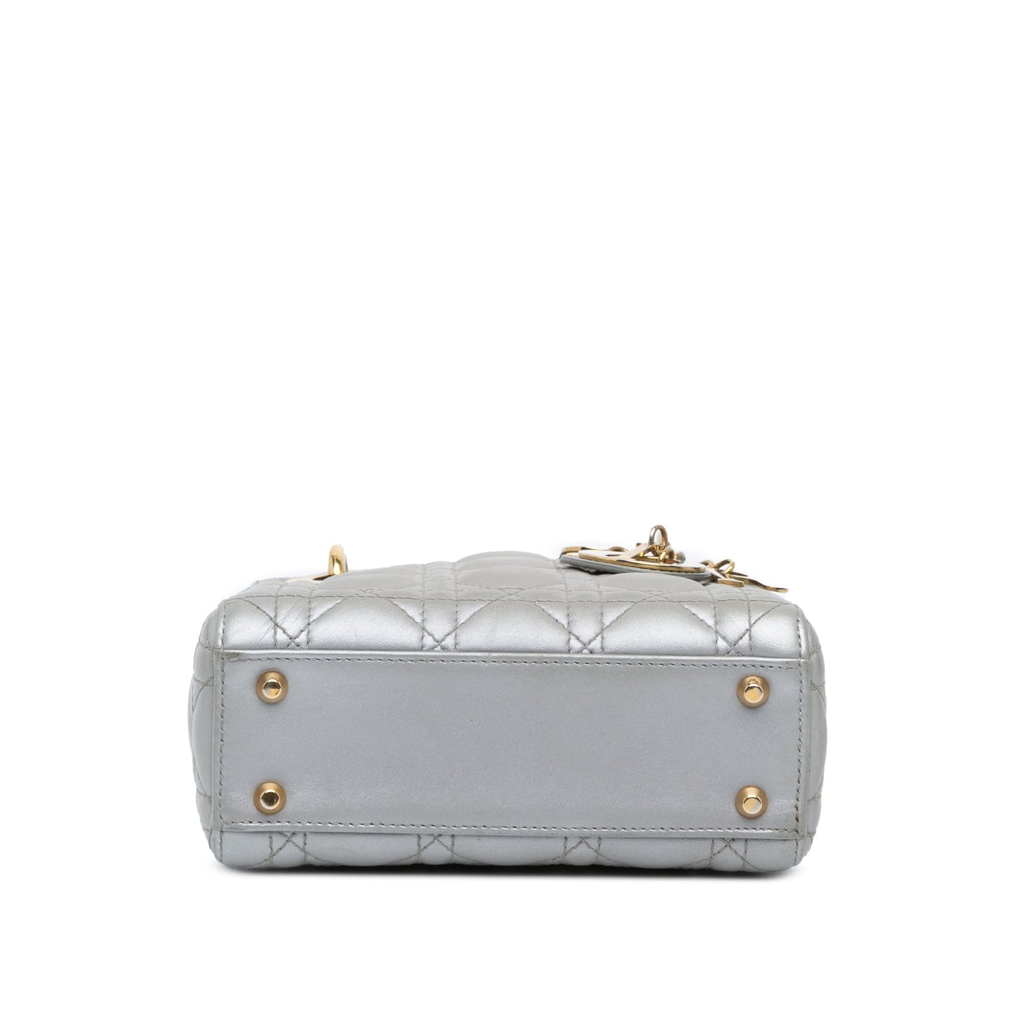 Dior Mini Metallic Lambskin Cannage Lady Dior Gray