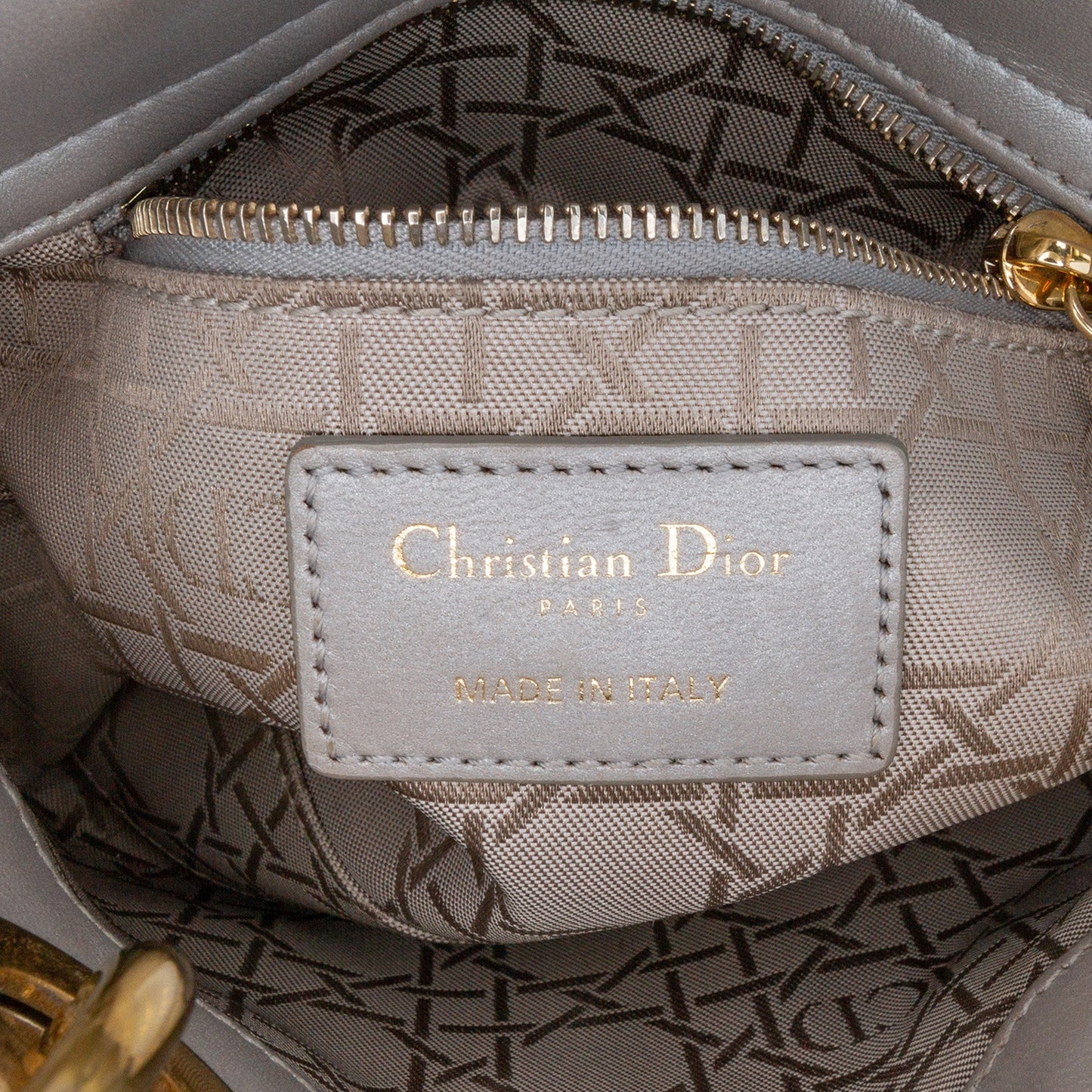 Dior Mini Metallic Lambskin Cannage Lady Dior Gray