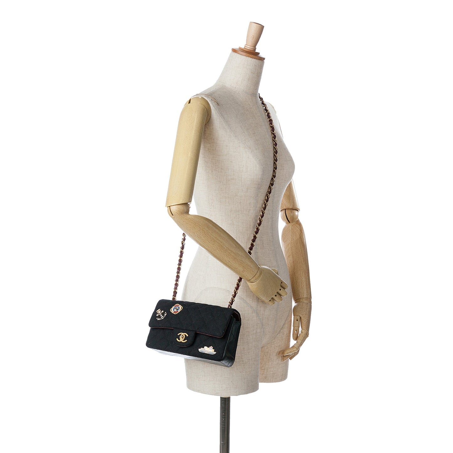Chanel Mini Rectangular Felt Paris-Hamburg Charms Flap Black