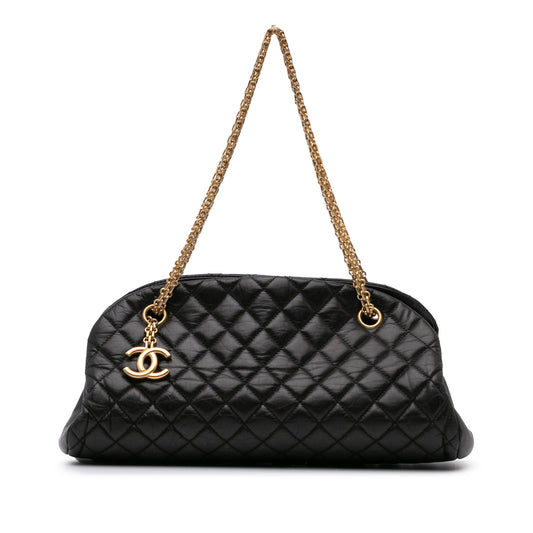 Chanel Medium Aged Calfskin Just Mademoiselle Bowling Bag Black