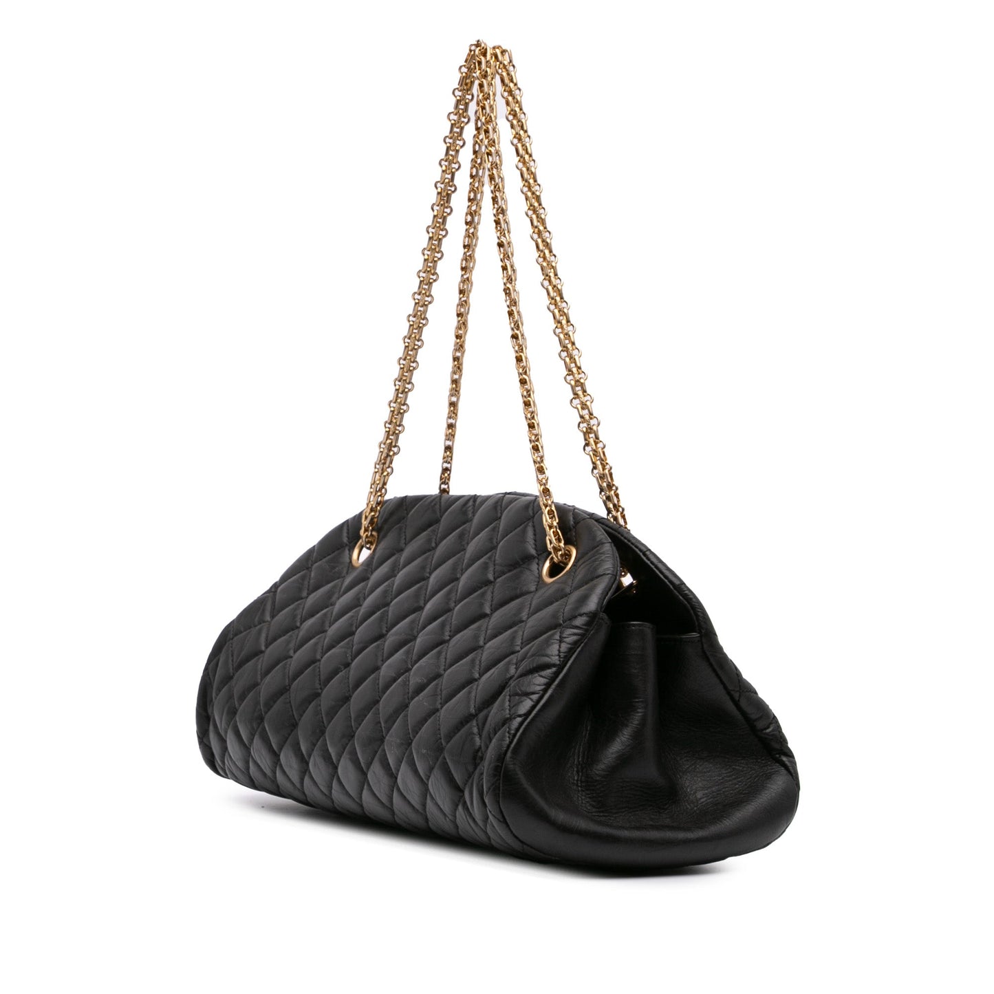 Chanel Medium Aged Calfskin Just Mademoiselle Bowling Bag Black
