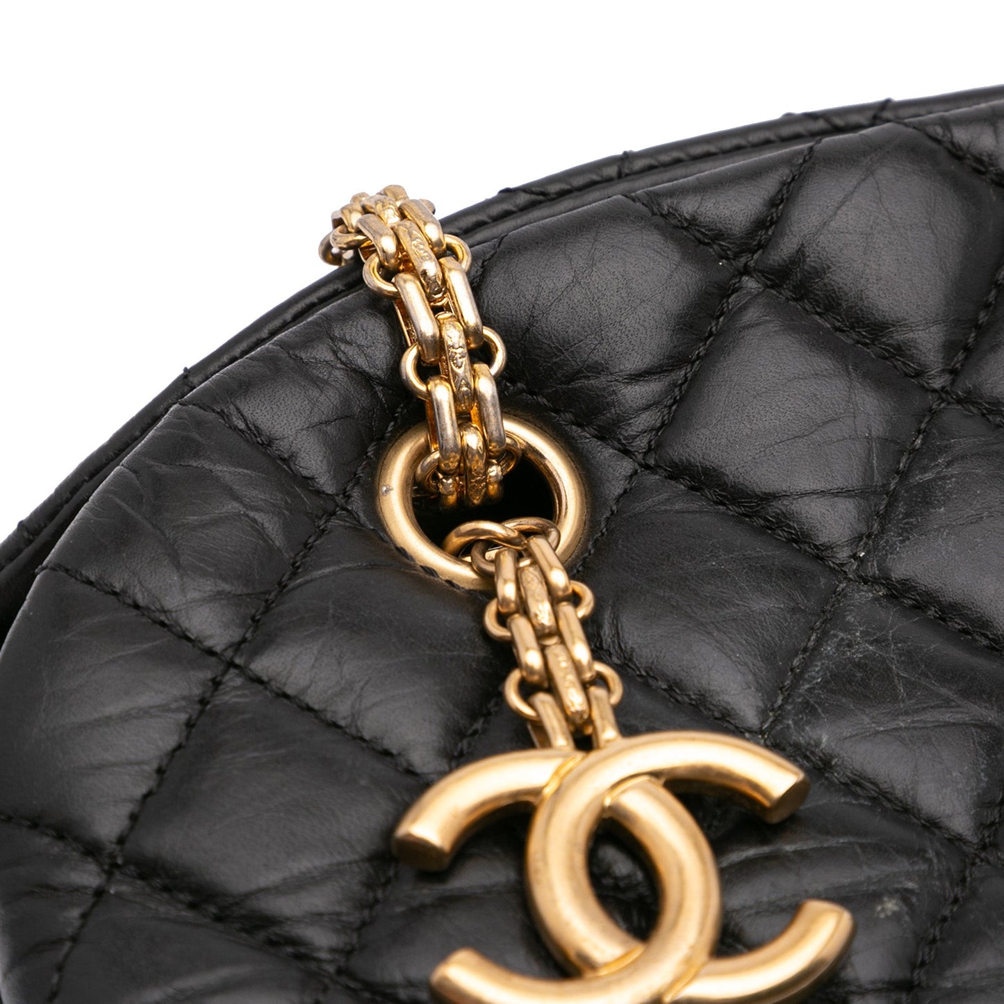 Chanel Medium Aged Calfskin Just Mademoiselle Bowling Bag Black