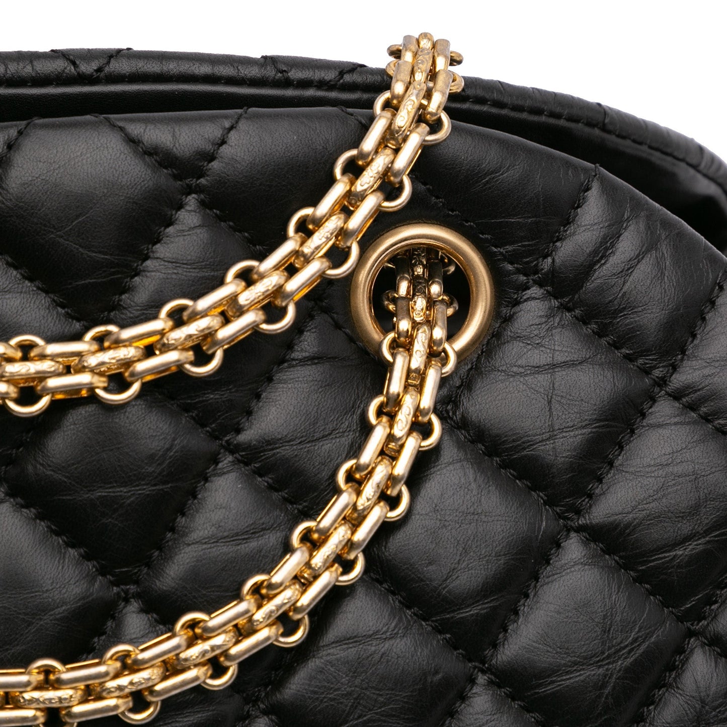 Chanel Medium Aged Calfskin Just Mademoiselle Bowling Bag Black