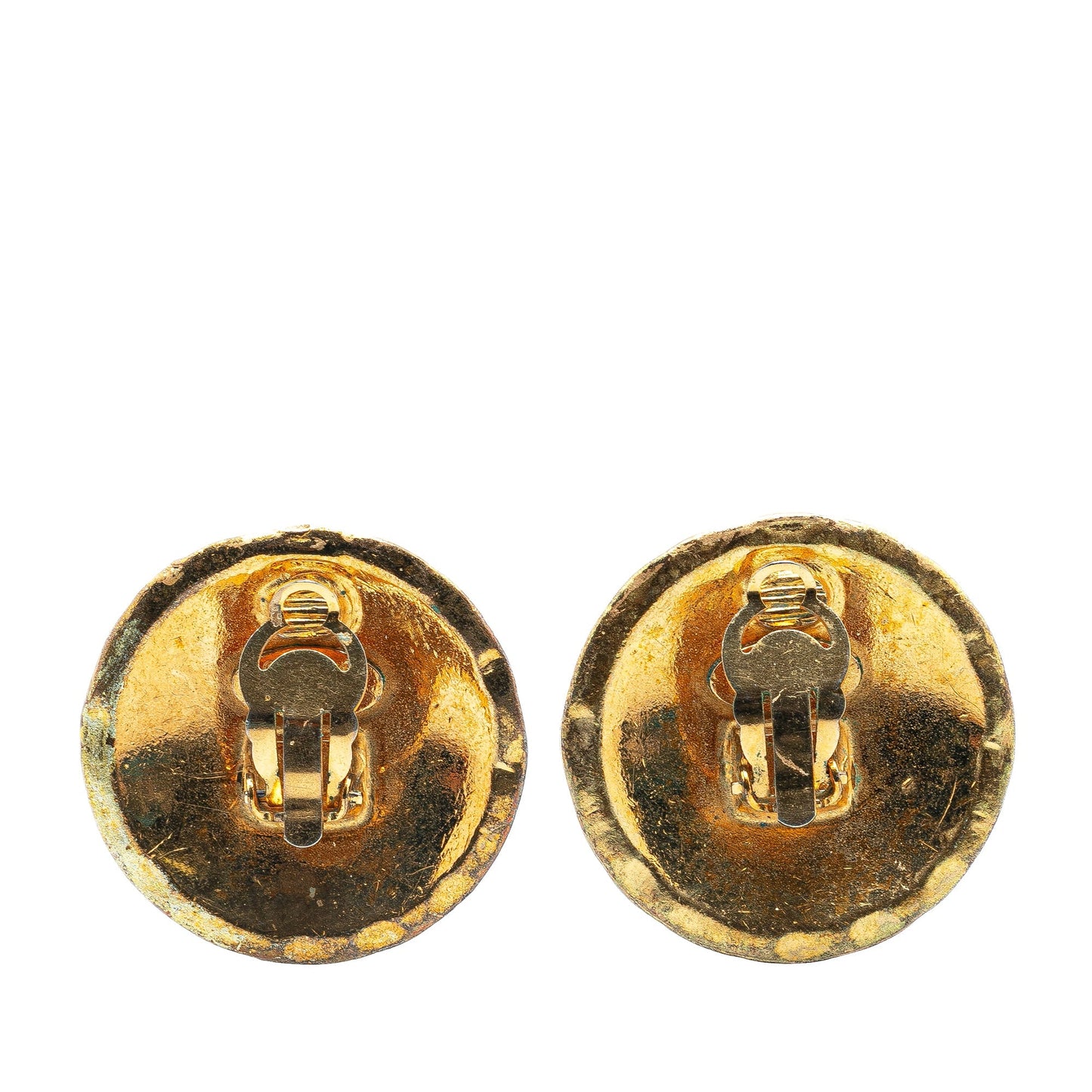 Chanel Gold Plated CC Quilted Clip On Earrings Gold