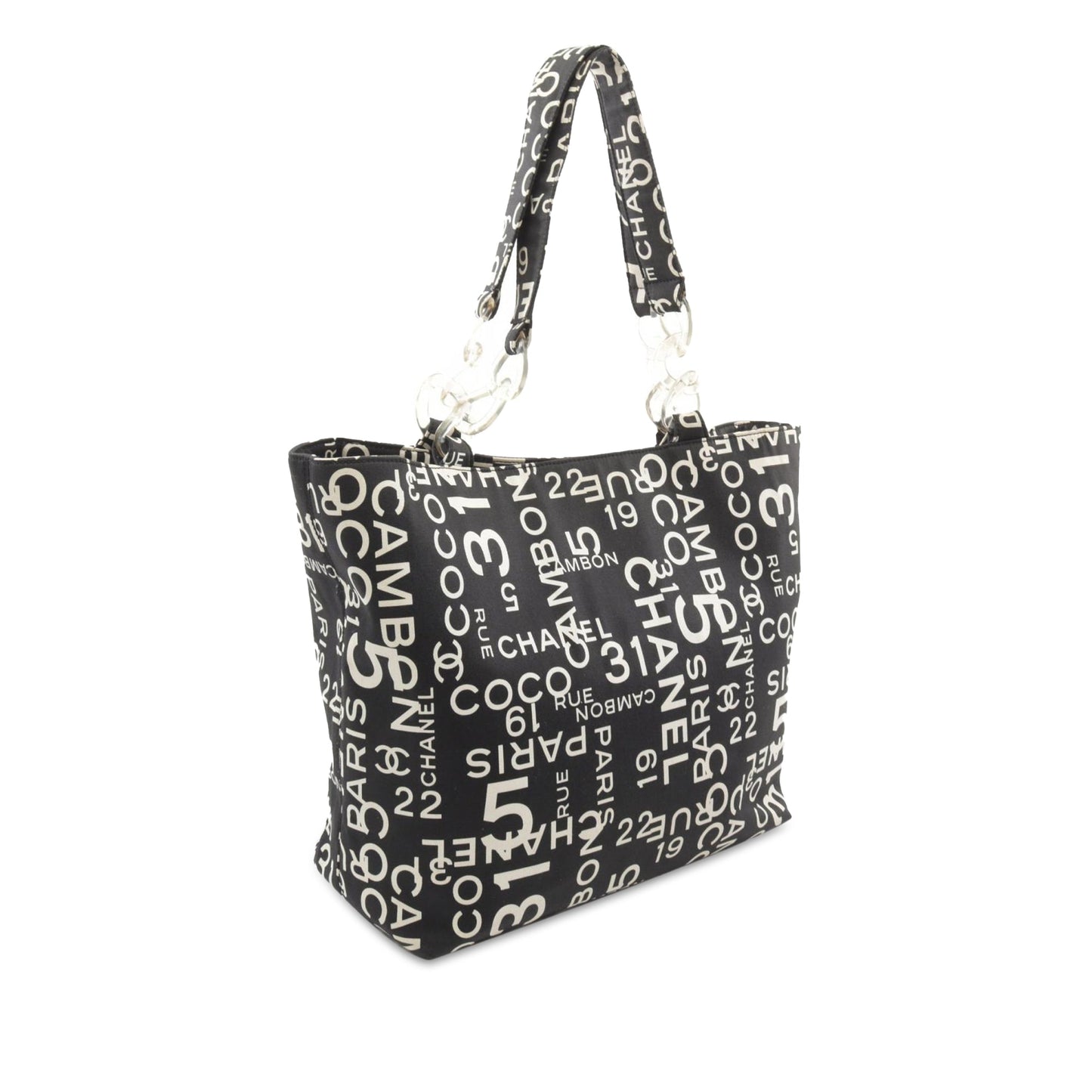 Chanel By the Sea Line Coco Print Canvas Beach Tote Black