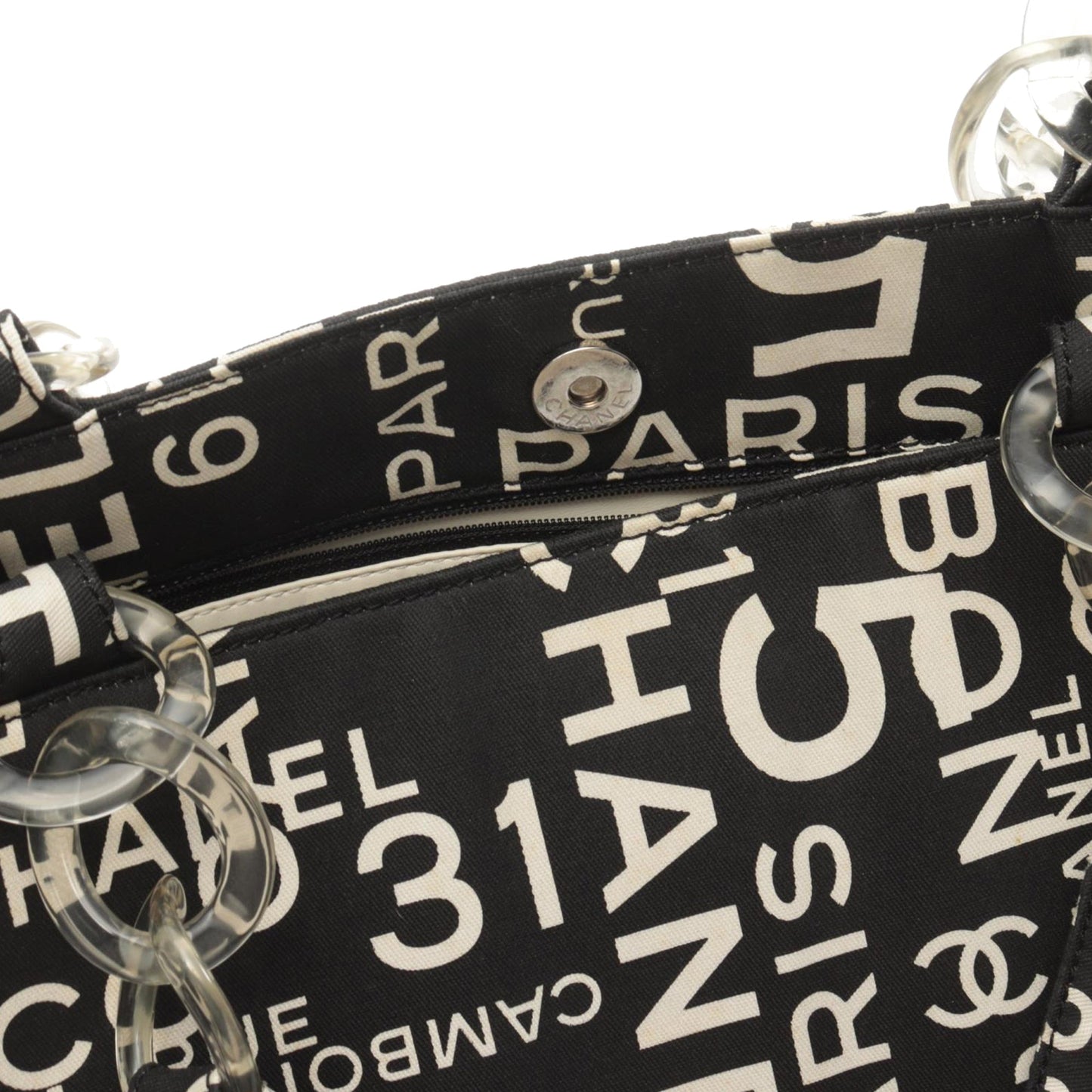 Chanel By the Sea Line Coco Print Canvas Beach Tote Black