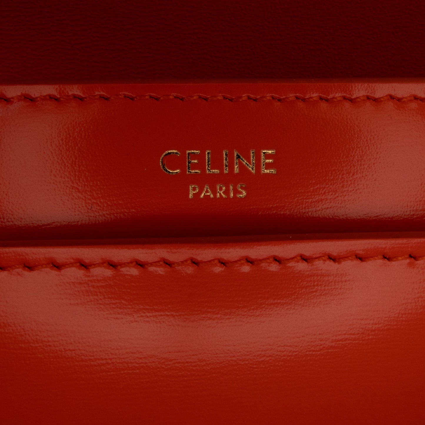 Celine Triomphe Calfskin Cuir Chain Shoulder Bag Orange