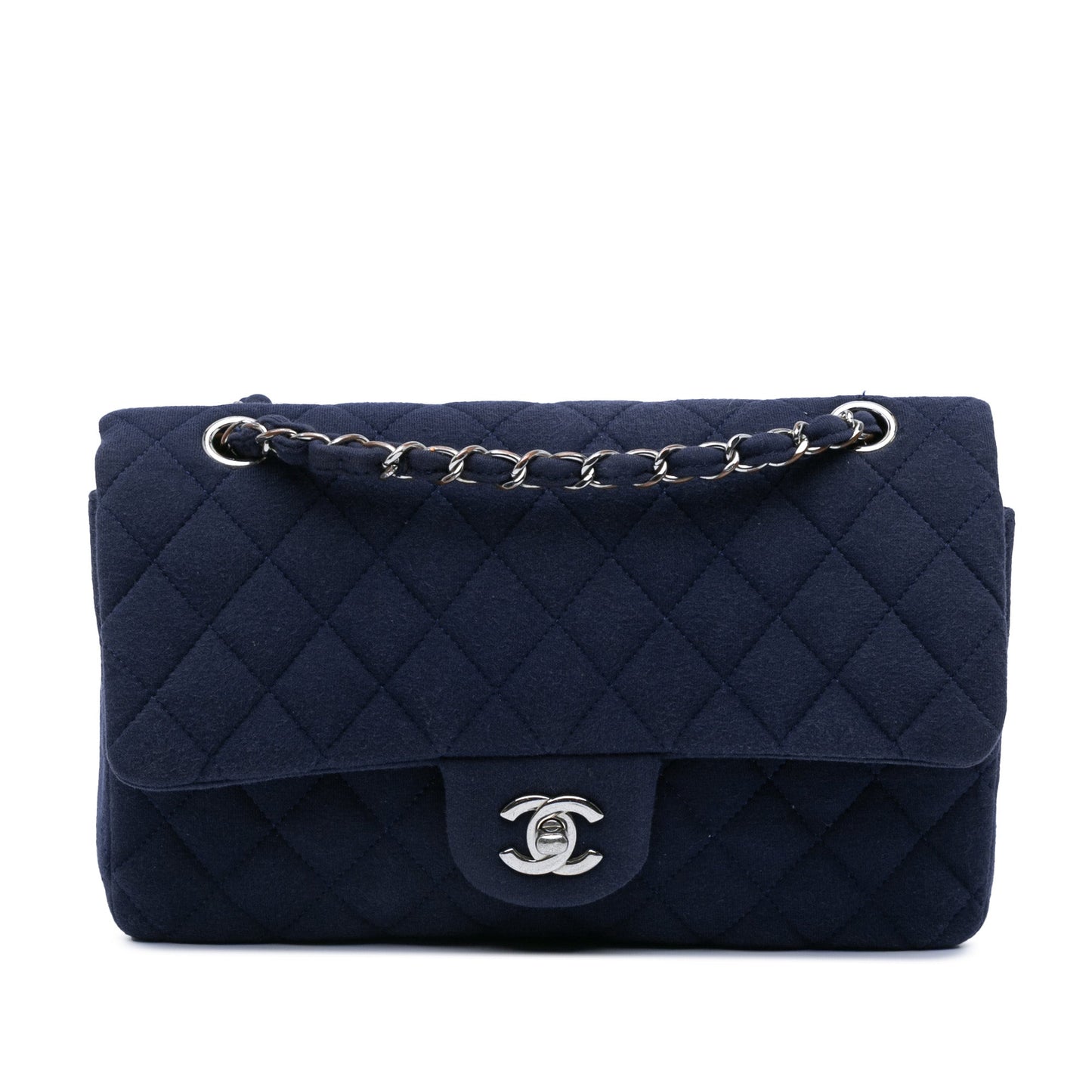 Chanel Medium Classic Jersey Double Flap Blue