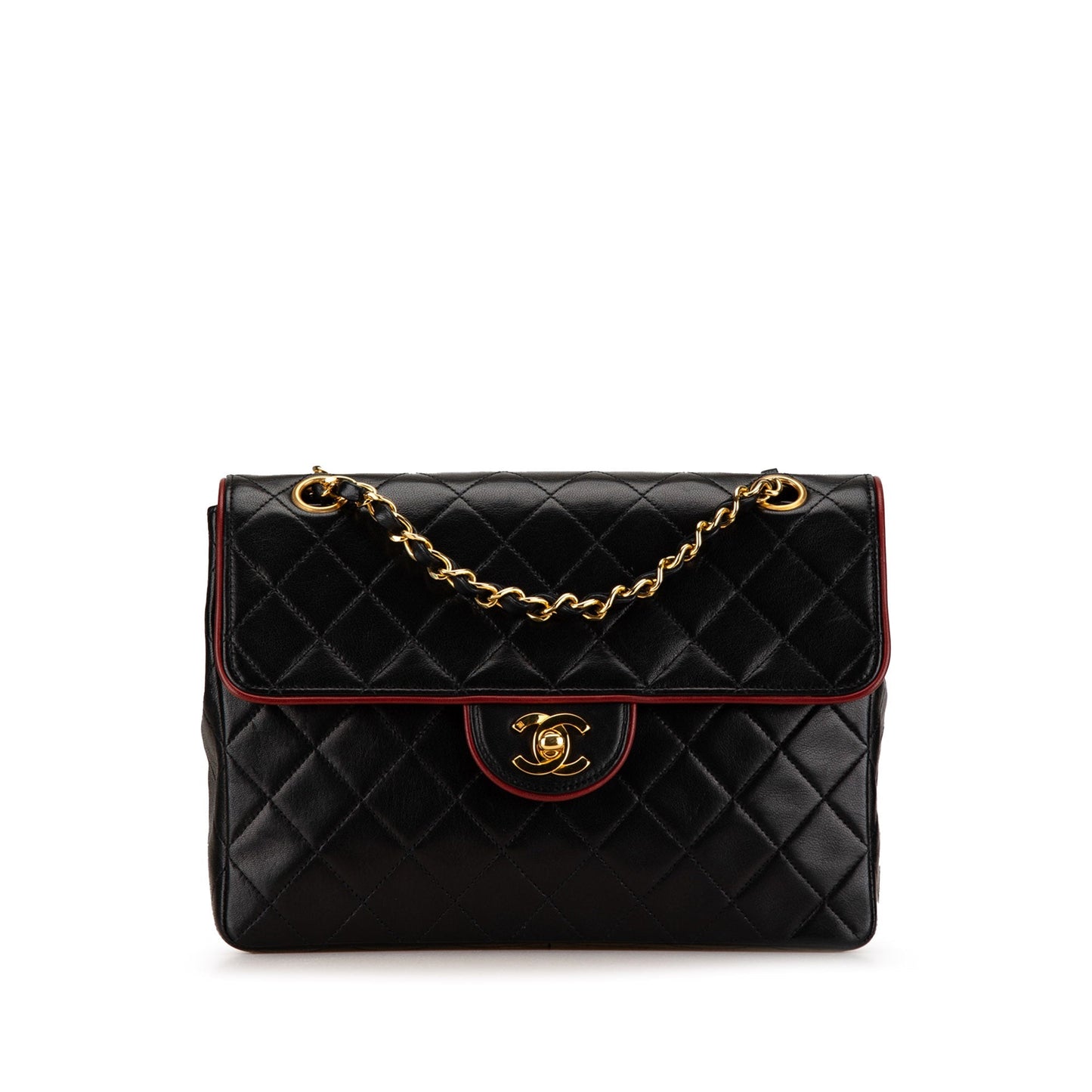 Chanel CC Bicolor Quilted Lambskin Single Flap Black
