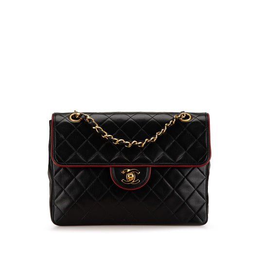 Chanel CC Bicolor Quilted Lambskin Single Flap Black