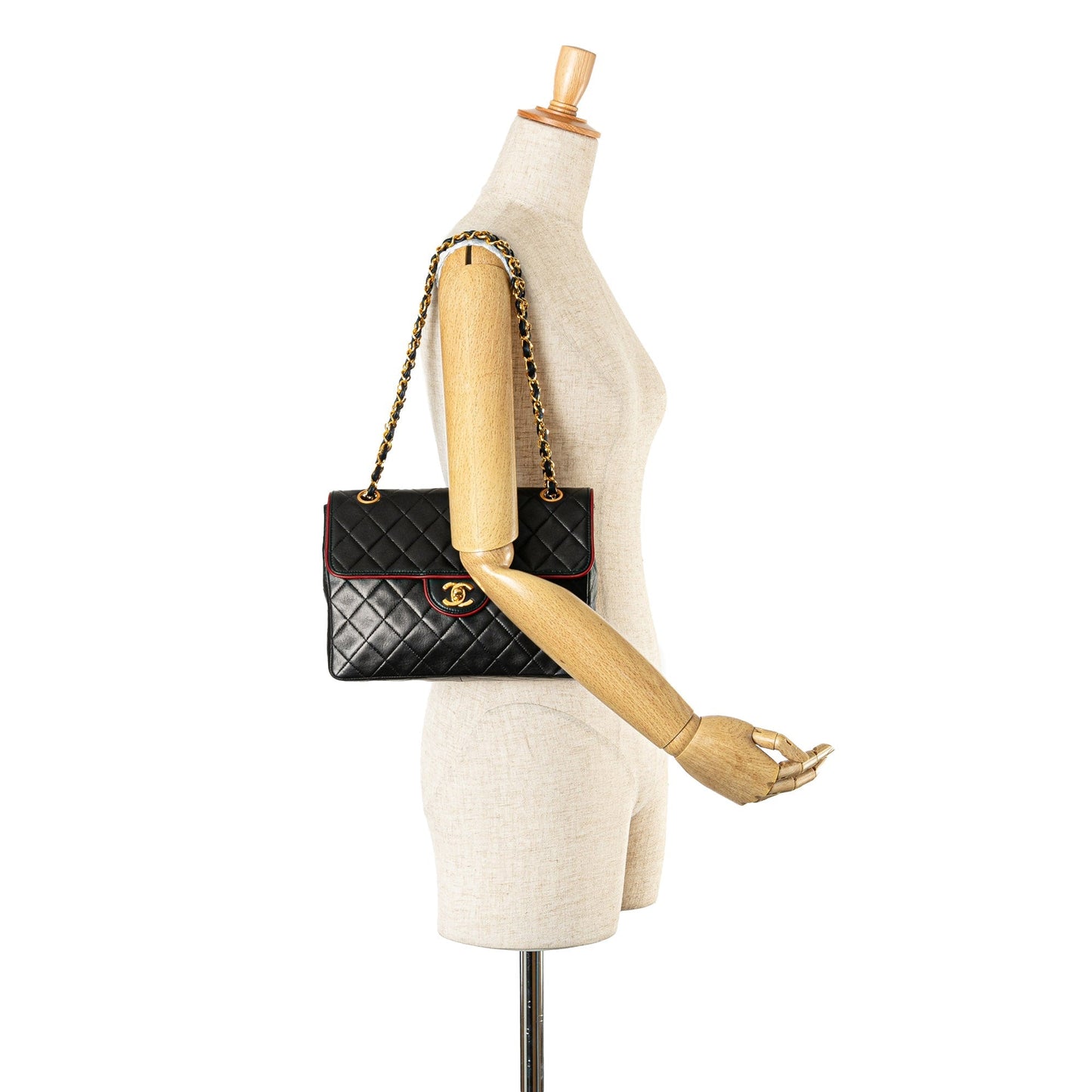 Chanel CC Bicolor Quilted Lambskin Single Flap Black