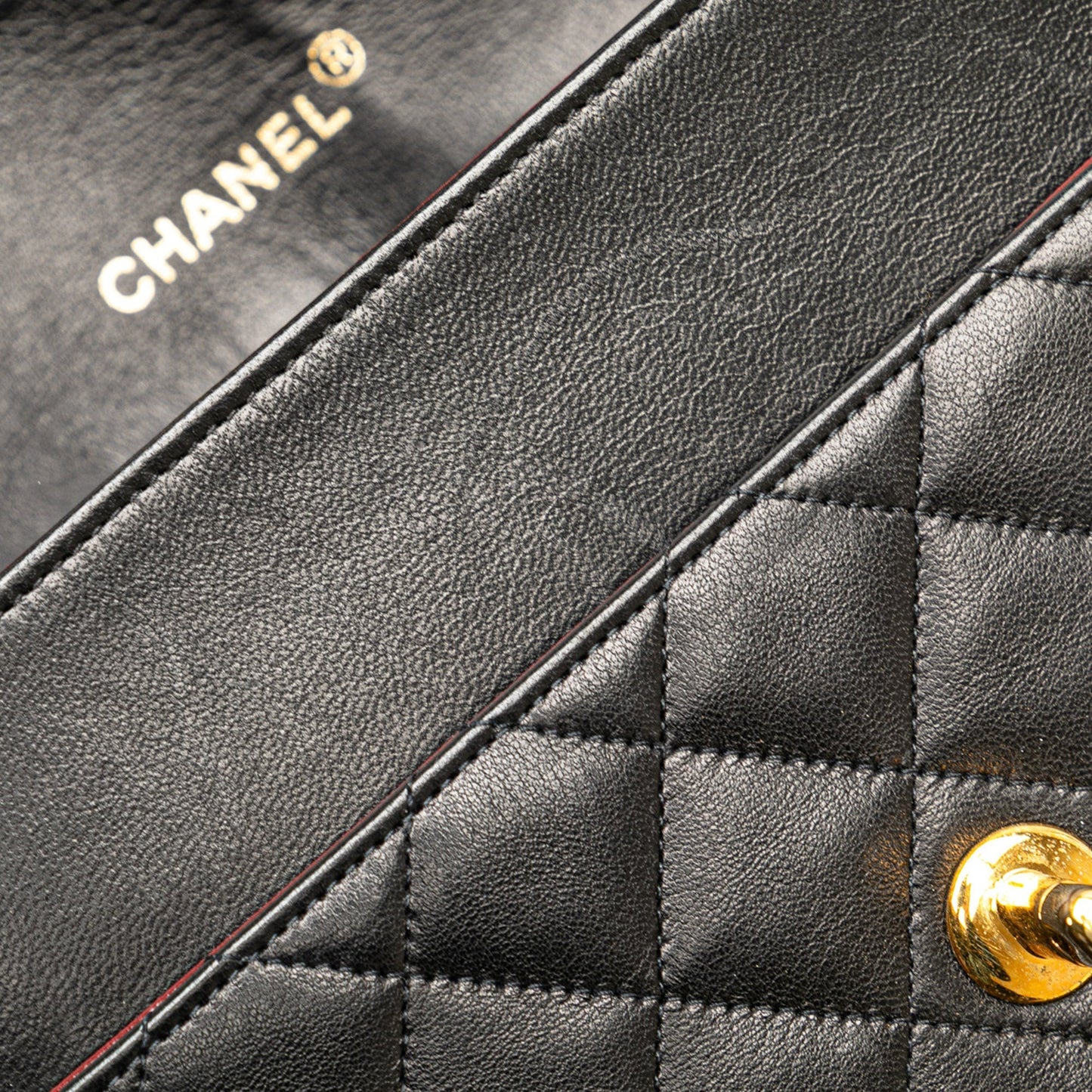 Chanel CC Bicolor Quilted Lambskin Single Flap Black