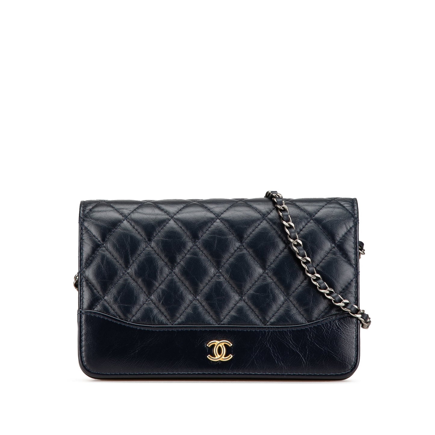 Chanel Quilted Aged Calfskin Gabrielle Wallet On Chain Black