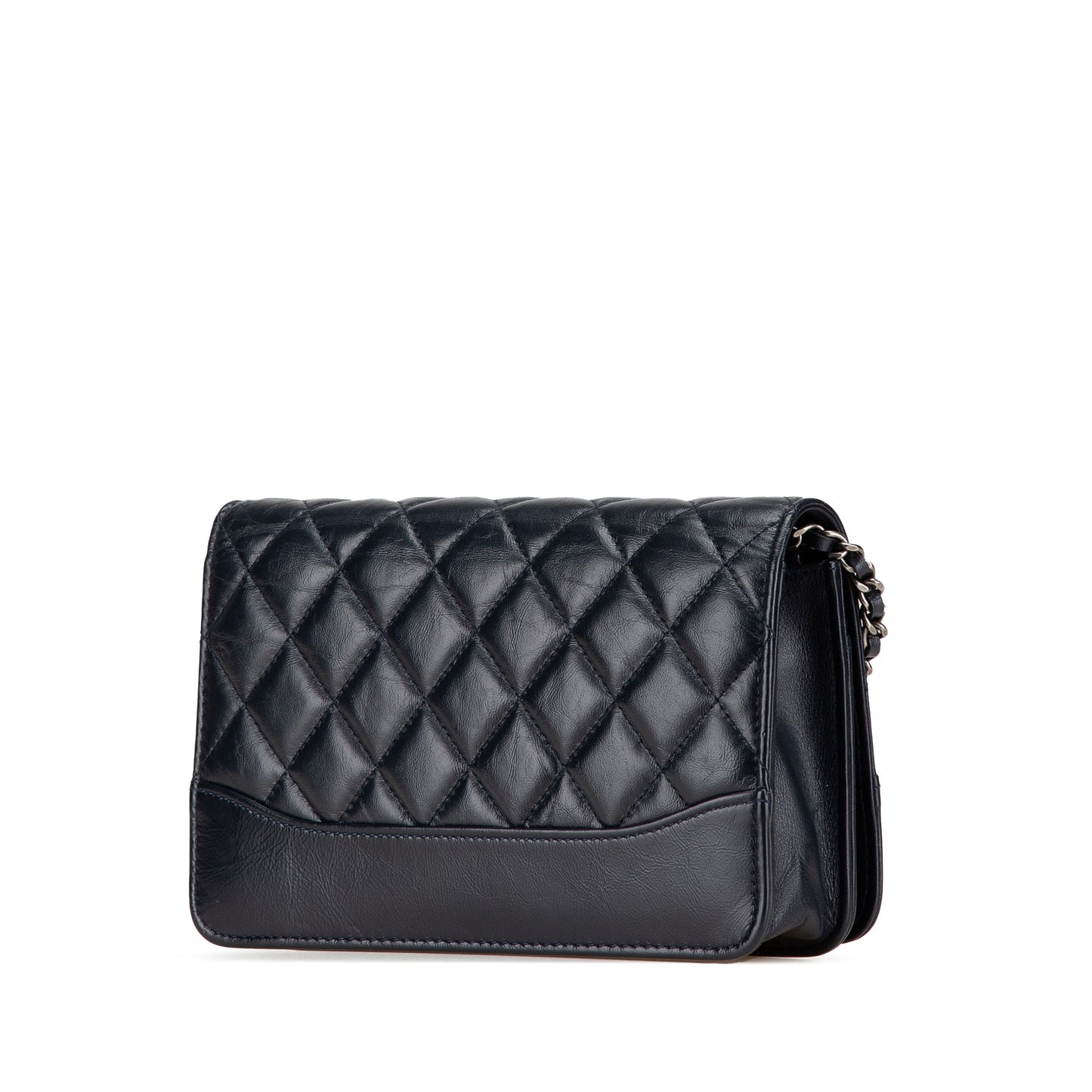 Chanel Quilted Aged Calfskin Gabrielle Wallet On Chain Black