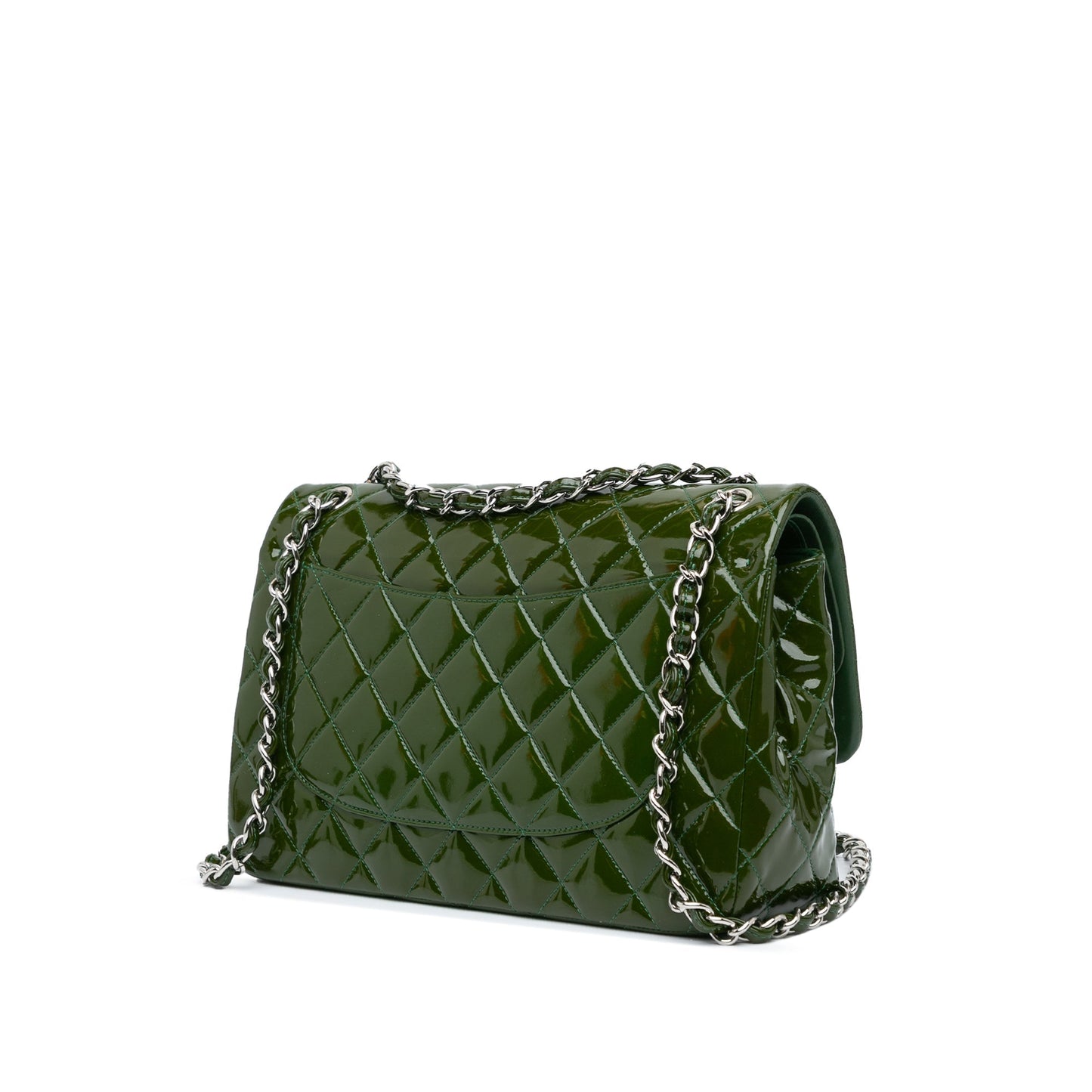 Chanel Jumbo Classic Patent Double Flap Green