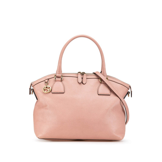 Gucci Medium Leather GG Charm Dome Satchel Pink