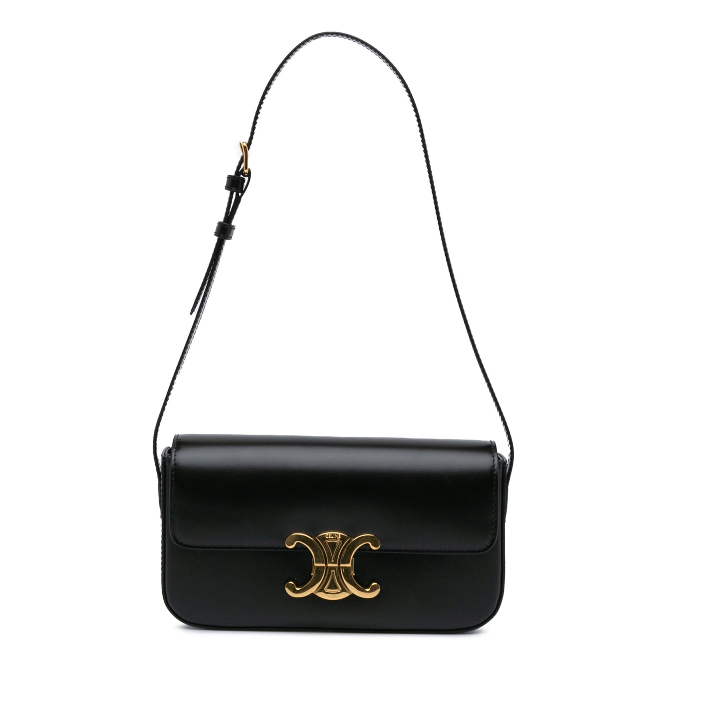 Celine Triomphe Leather Claude Shoulder Bag Black