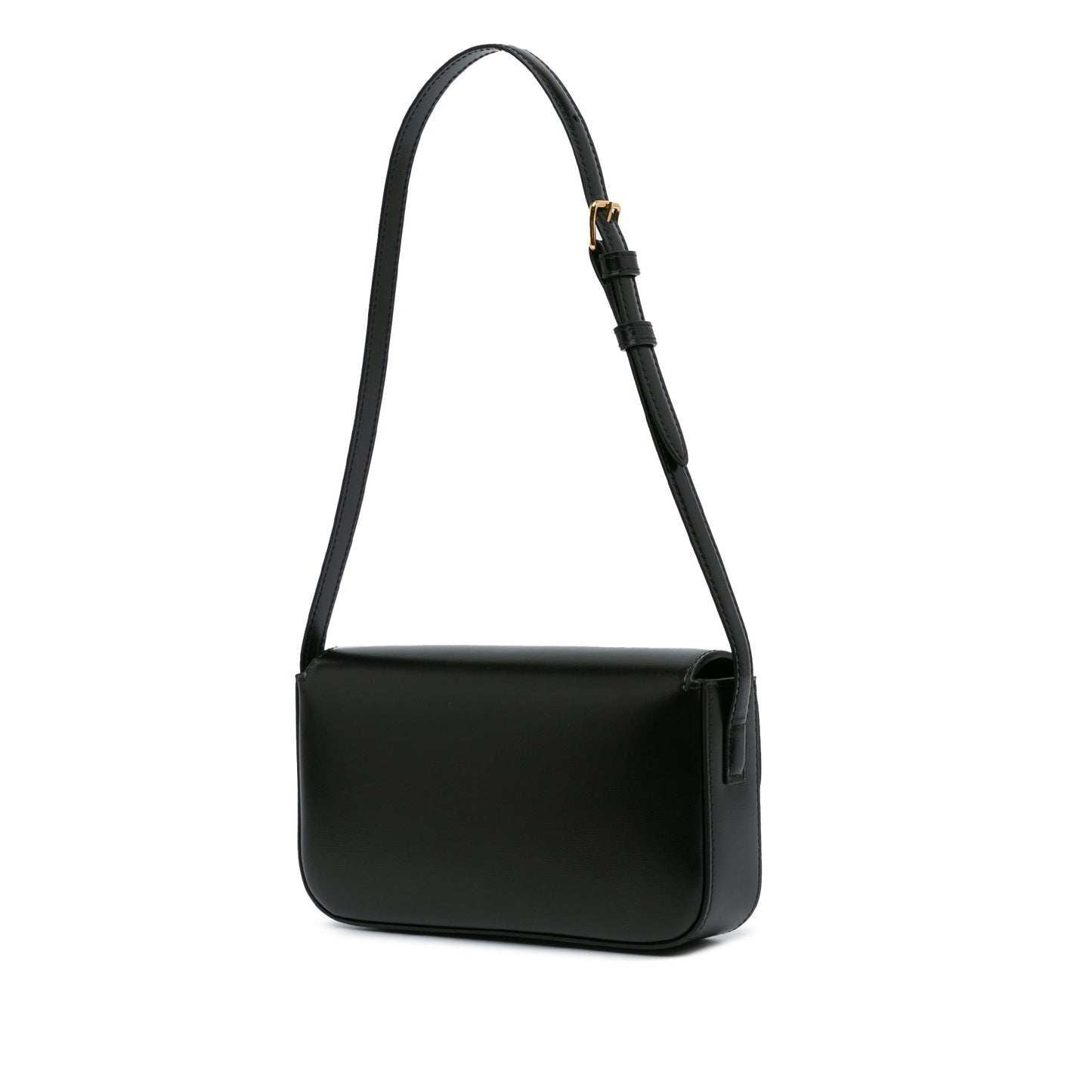 Celine Triomphe Leather Claude Shoulder Bag Black