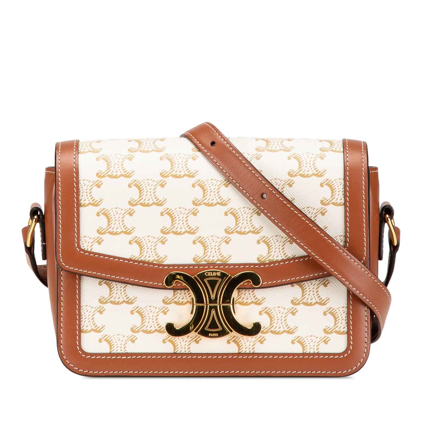 Celine Teen Coated Canvas Triomphe Crossbody White
